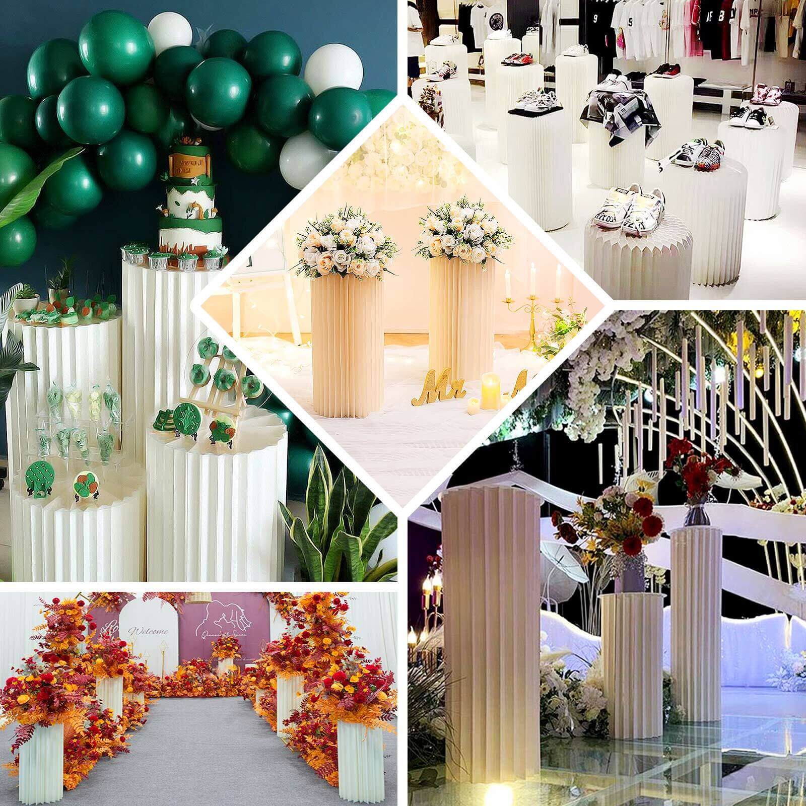 Hot Sale! 24-Inch Ivory Cylinder Display Column Stand with PVC Top Plate for Events