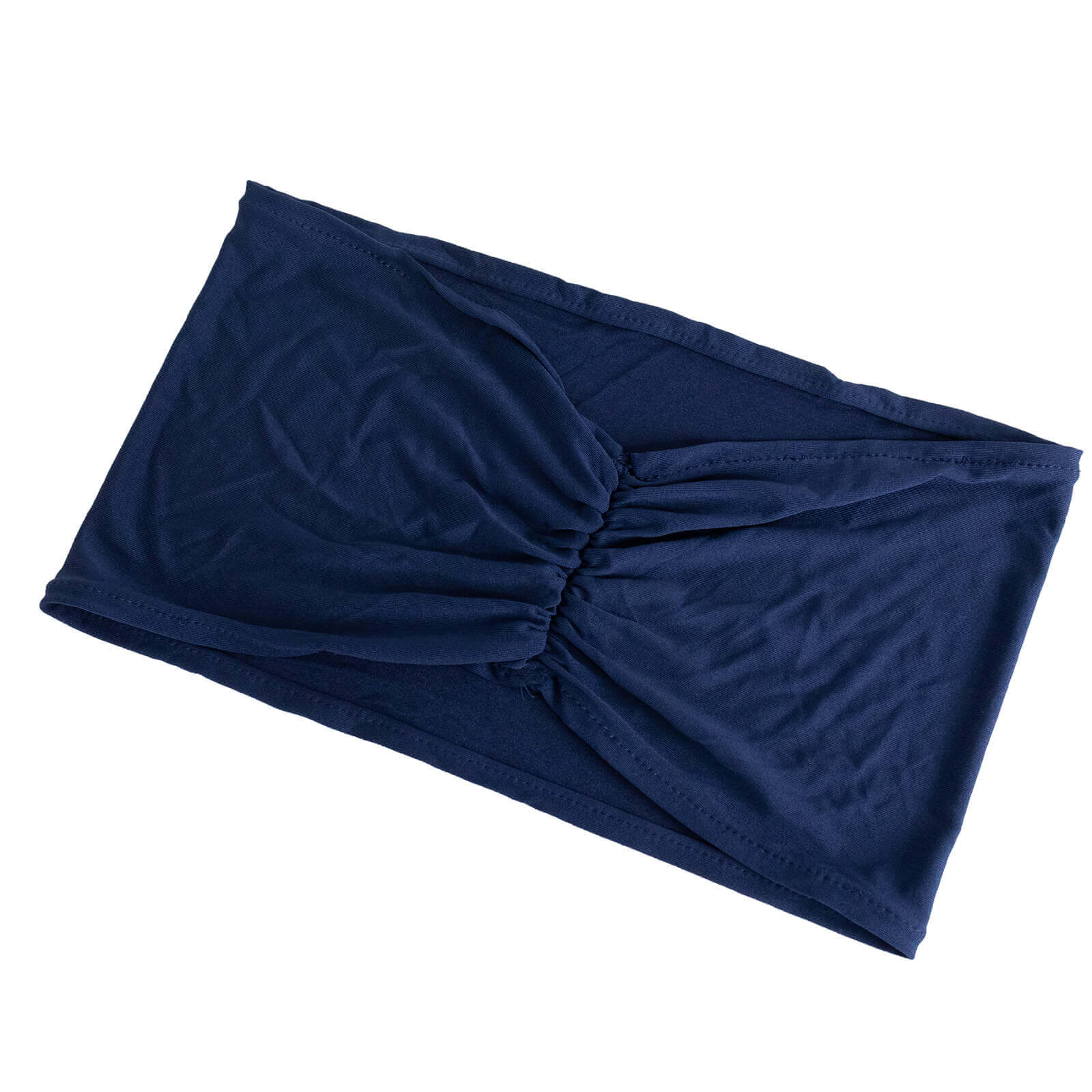 Navy Blue Ruffled Spandex Chair Sashes - 5 Pack, 8x13 Wide Stretch Bands