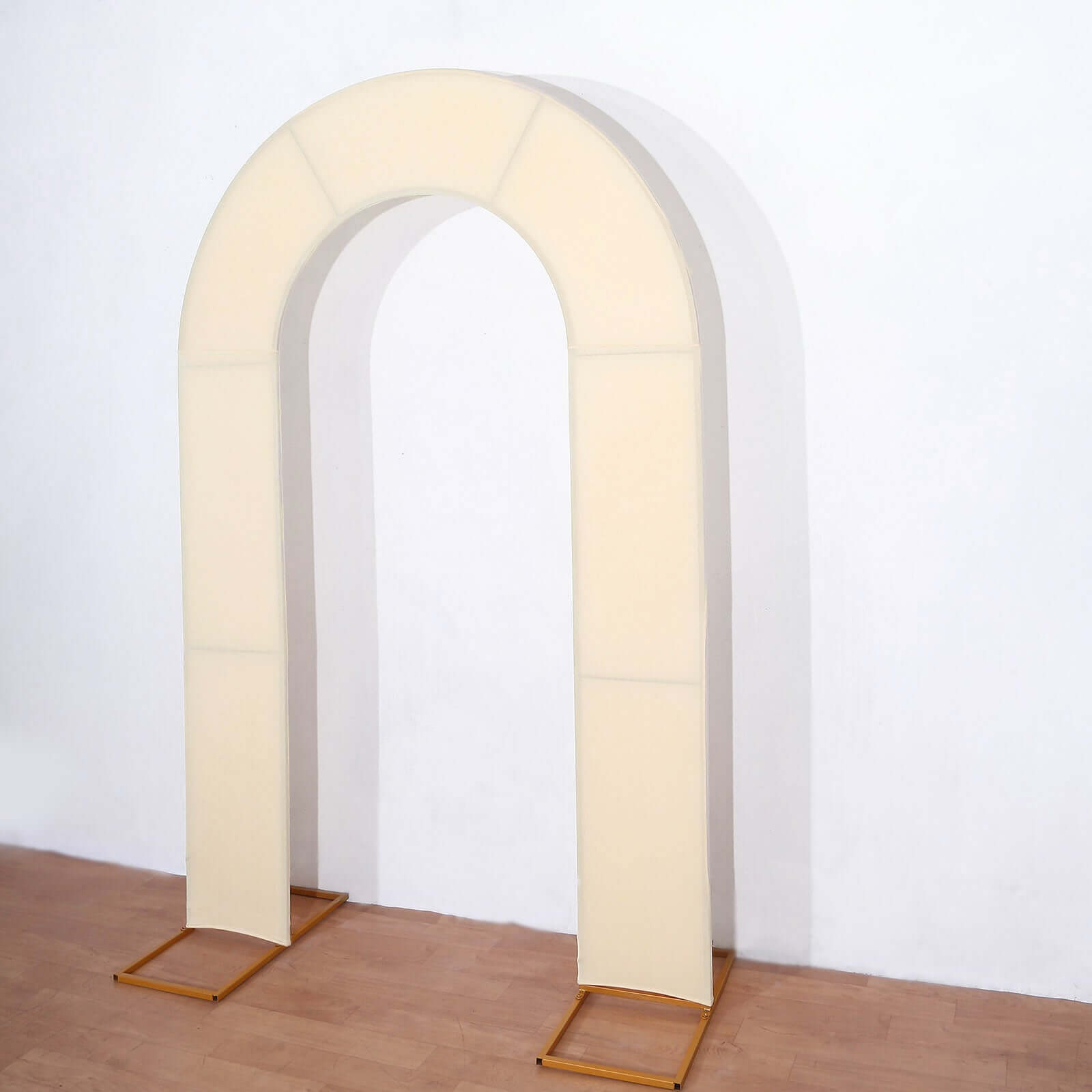 Premium 8ft Beige Spandex U-Shaped Fitted Slipcover for Wedding Arch - Double-Sided