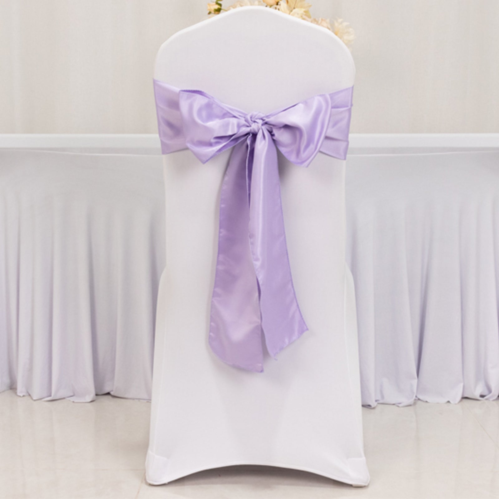 5-Pack Lavender Lilac Lamour Satin Chair Sashes - Elegant & Reusable Decor