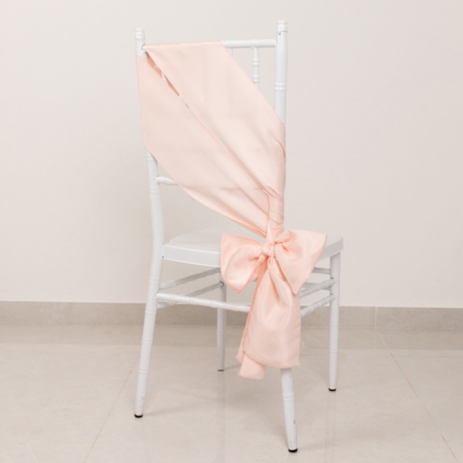 5-Piece Set of Blush Lamour Satin 6x106 Chair Sashes - Reusable Decorative Bows