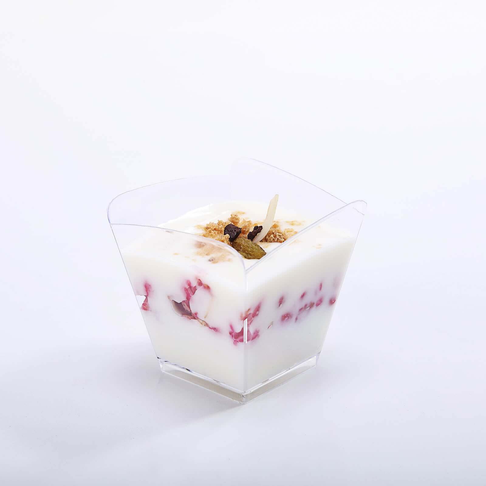 12-Piece Set of 3oz Clear Disposable Plastic Square Dessert Snack Cups