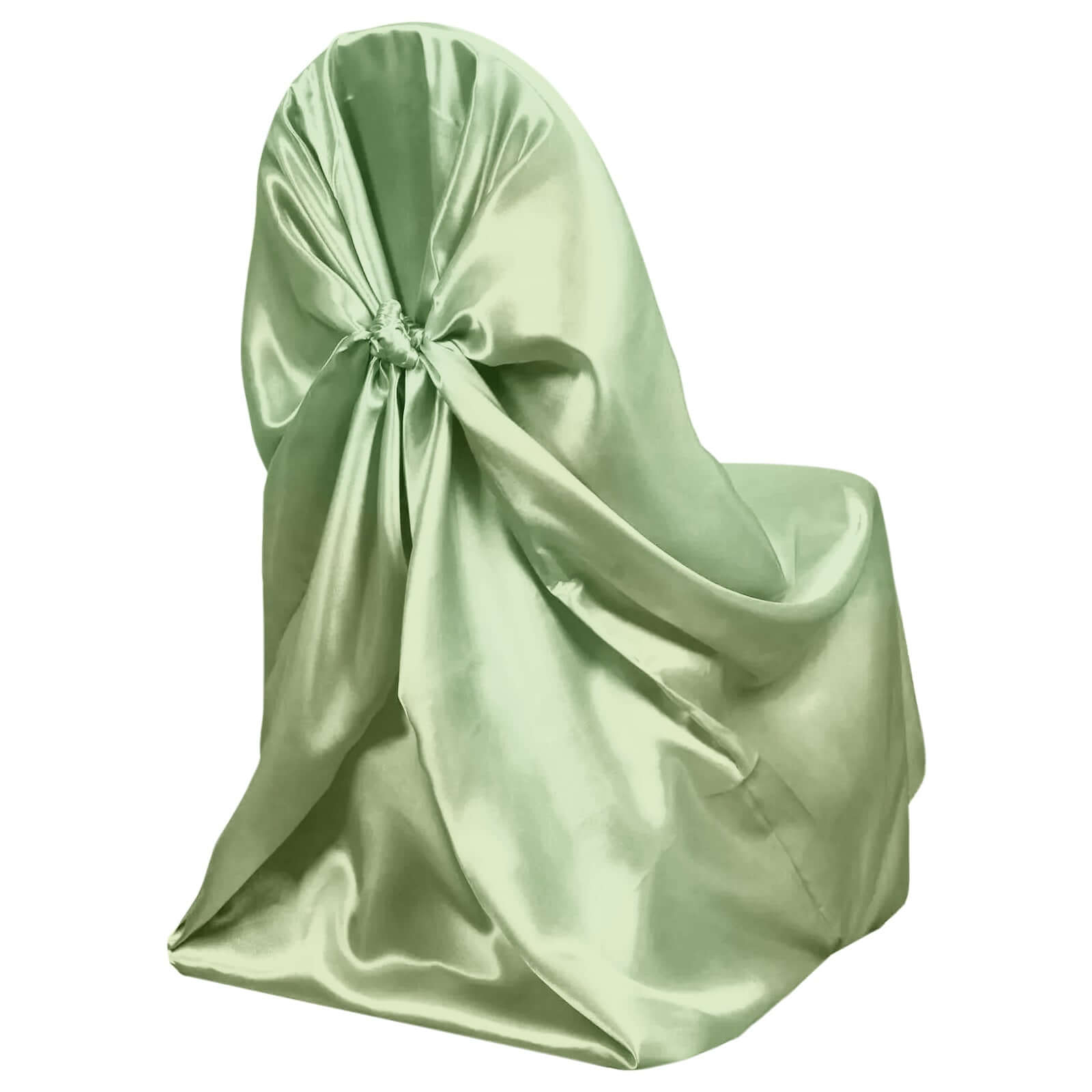 Sage Green Satin Self - Tie Chair Cover: Universal for Folding, Dining & Banquet Chairs