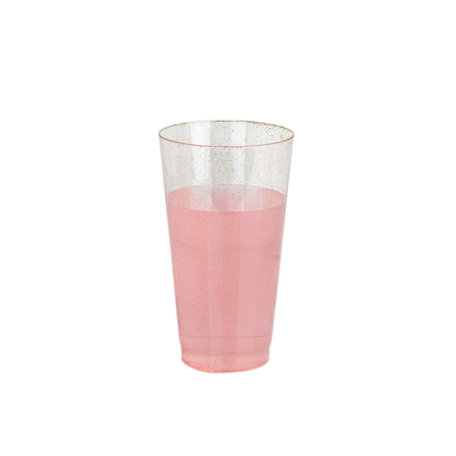12-Piece Set of Durable Disposable 17oz Clear Plastic Party Cups with Gold Glitter