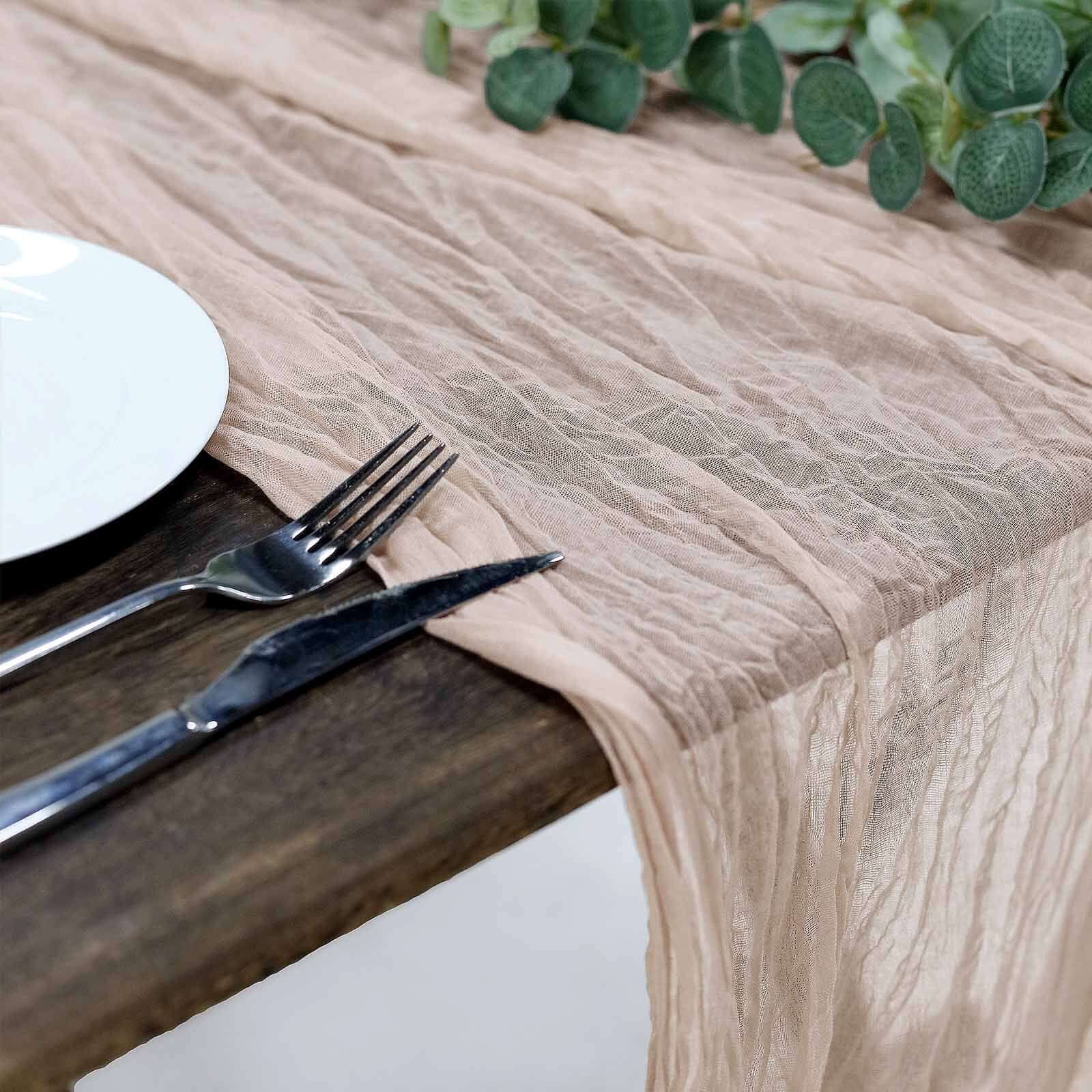10ft Nude Gauze Cheesecloth Table Runner - Rustic Boho Style, Ideal for Events