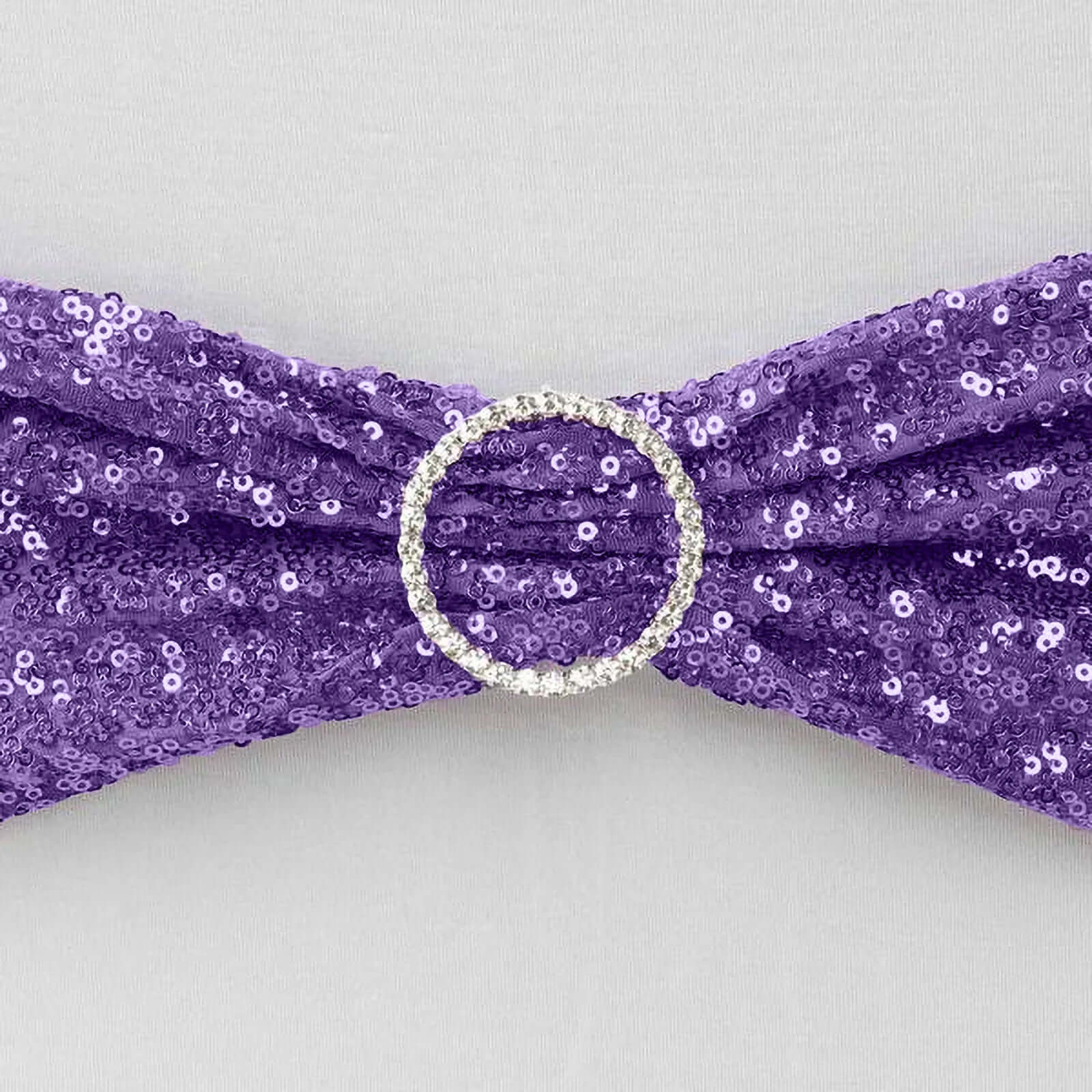 5-Piece Purple Sequin Spandex Stretch Chair Bands, 6x15 Inches