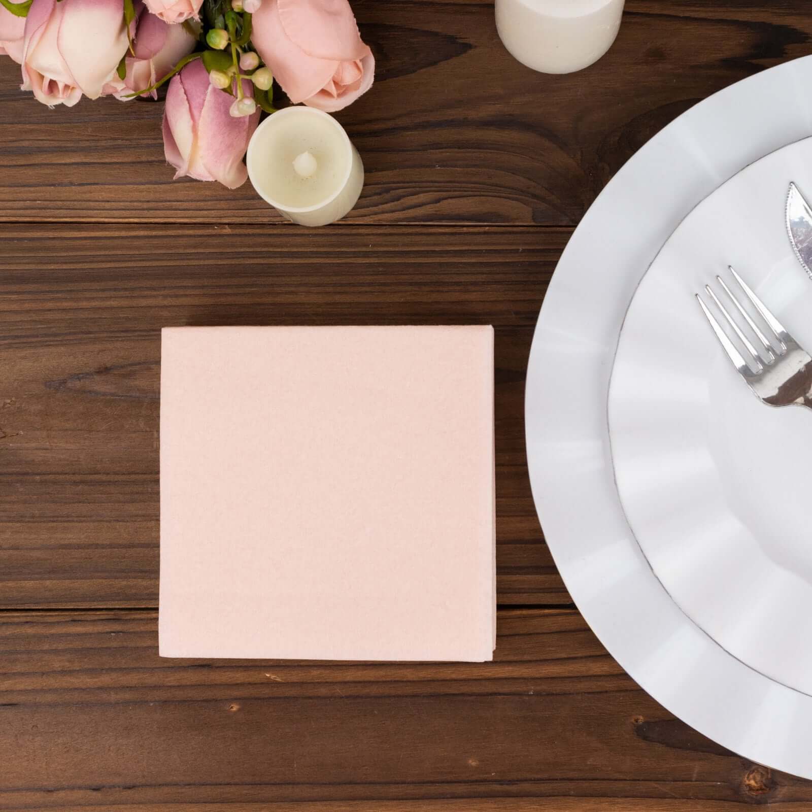 20-Piece Set of Blush 5x5 Airlaid Napkins - Soft, Absorbent & Linen-Like
