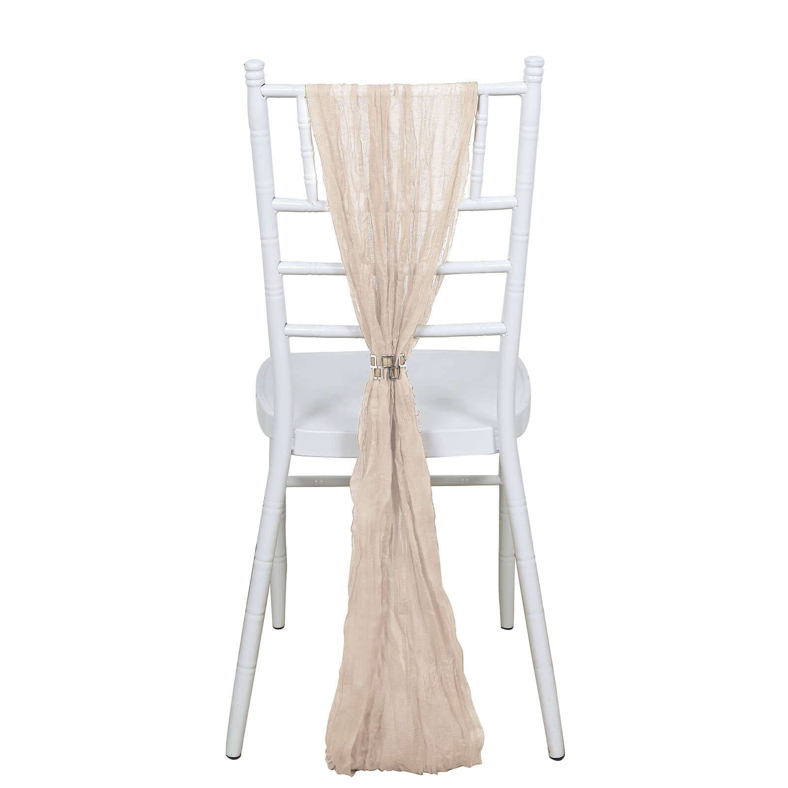 Hot Sale! 5-Piece Nude Beige Cheesecloth Gauze Chair Sashes for Boho Decor