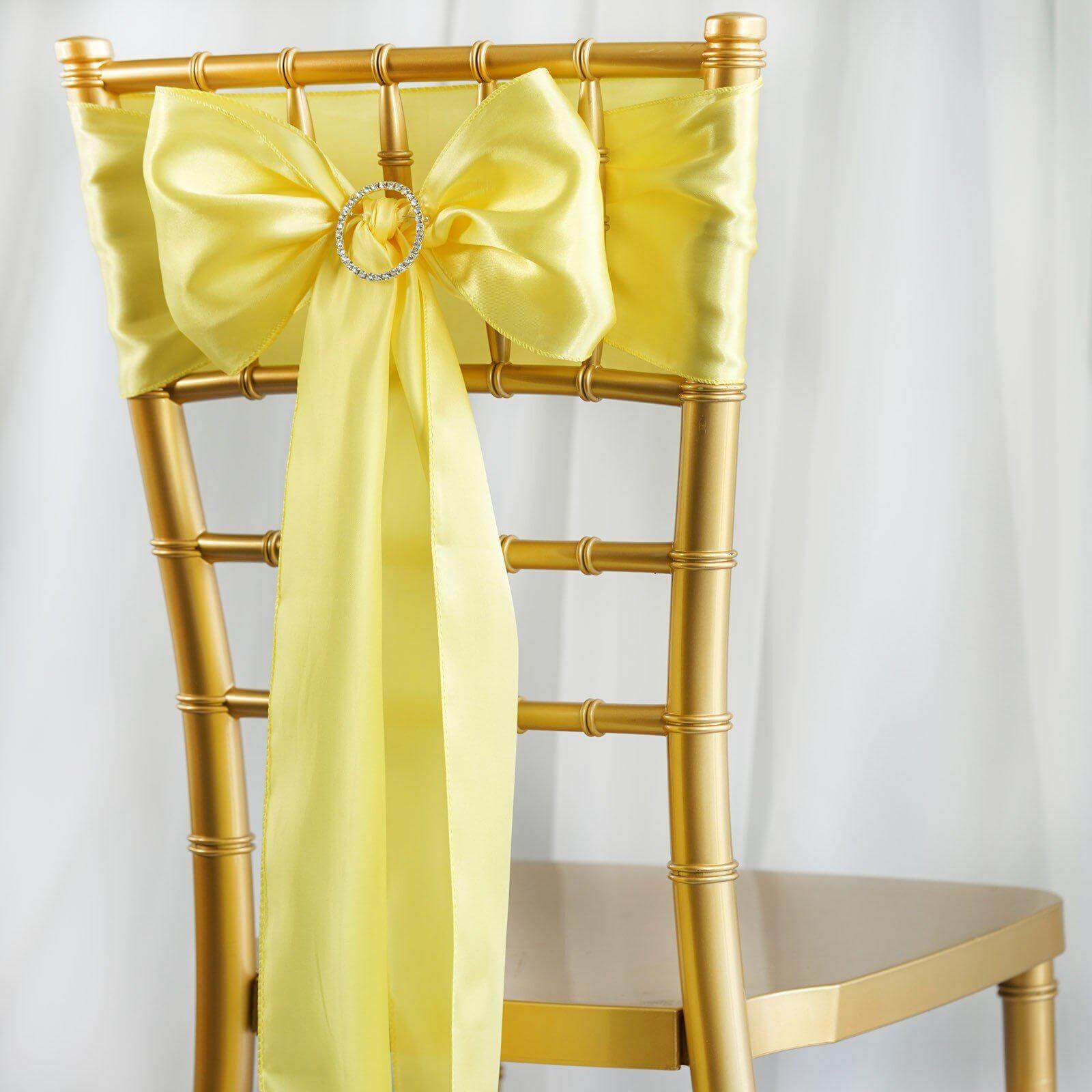 5-Piece Set of Durable Yellow Satin Chair Sashes with Shiny Finish, 6x106