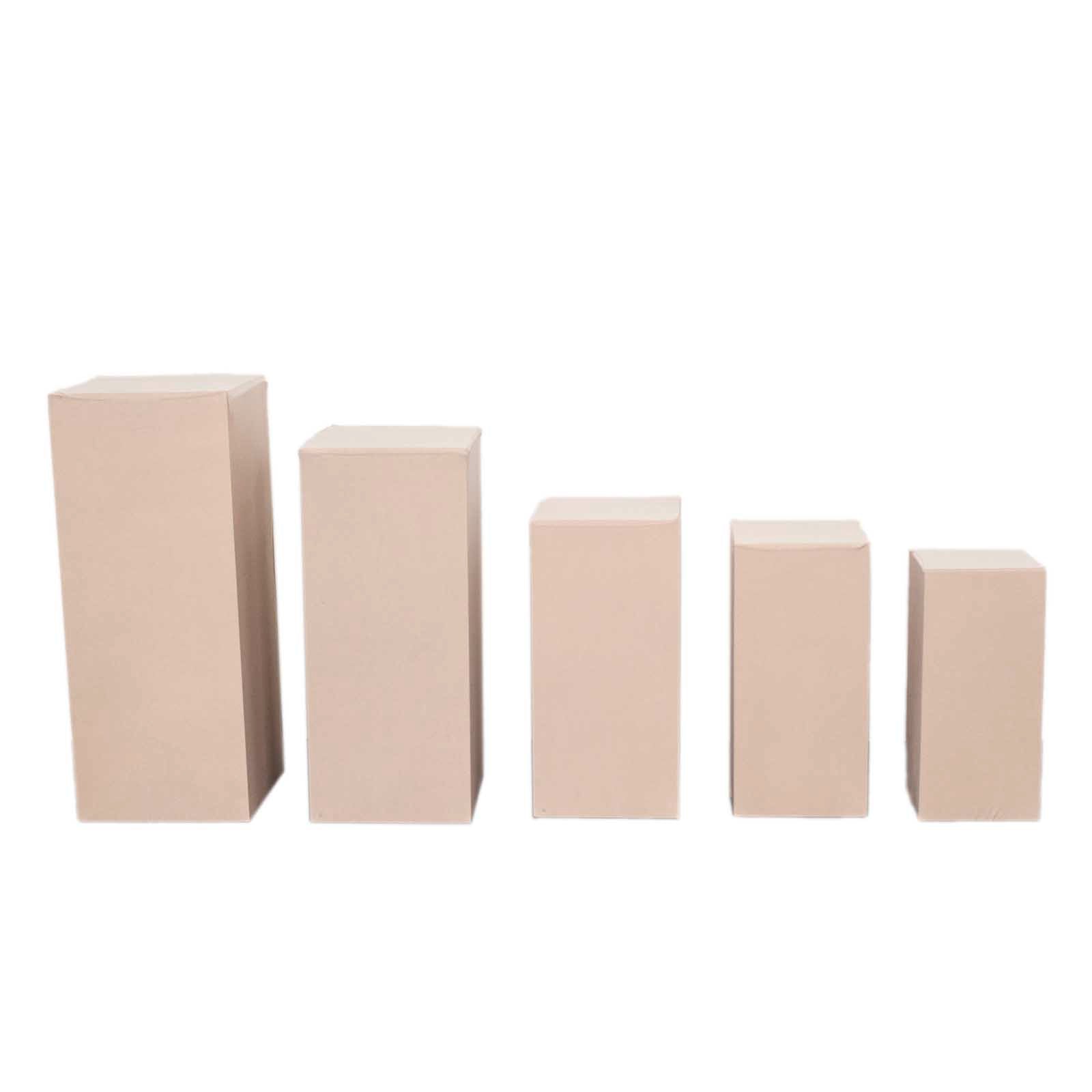 5-Piece Set of Stretchable Nude Spandex Rectangle Pedestal Stand Covers - 160 GSM