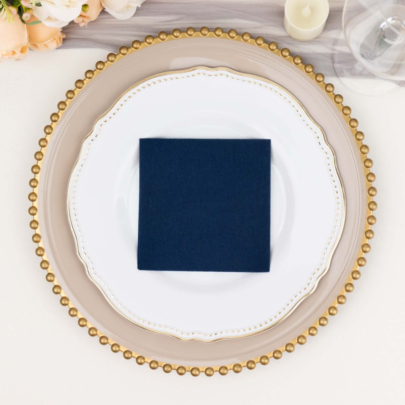 Hot! 20-Pack Navy Blue 5x5 Linen-Like Highly Absorbent Airlaid Napkins