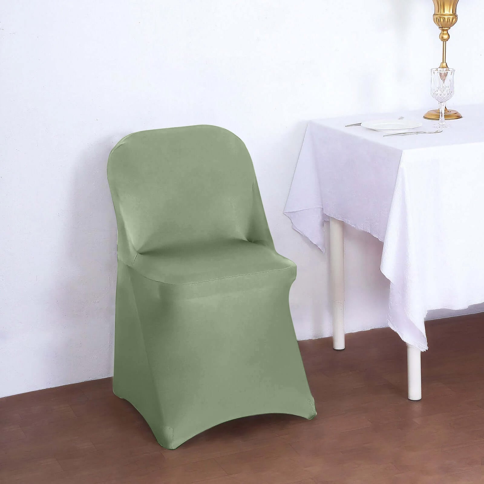 Discount! Reusable & Wrinkle-Resistant 160GSM Spandex Folding Chair Cover in Dusty Sage Green