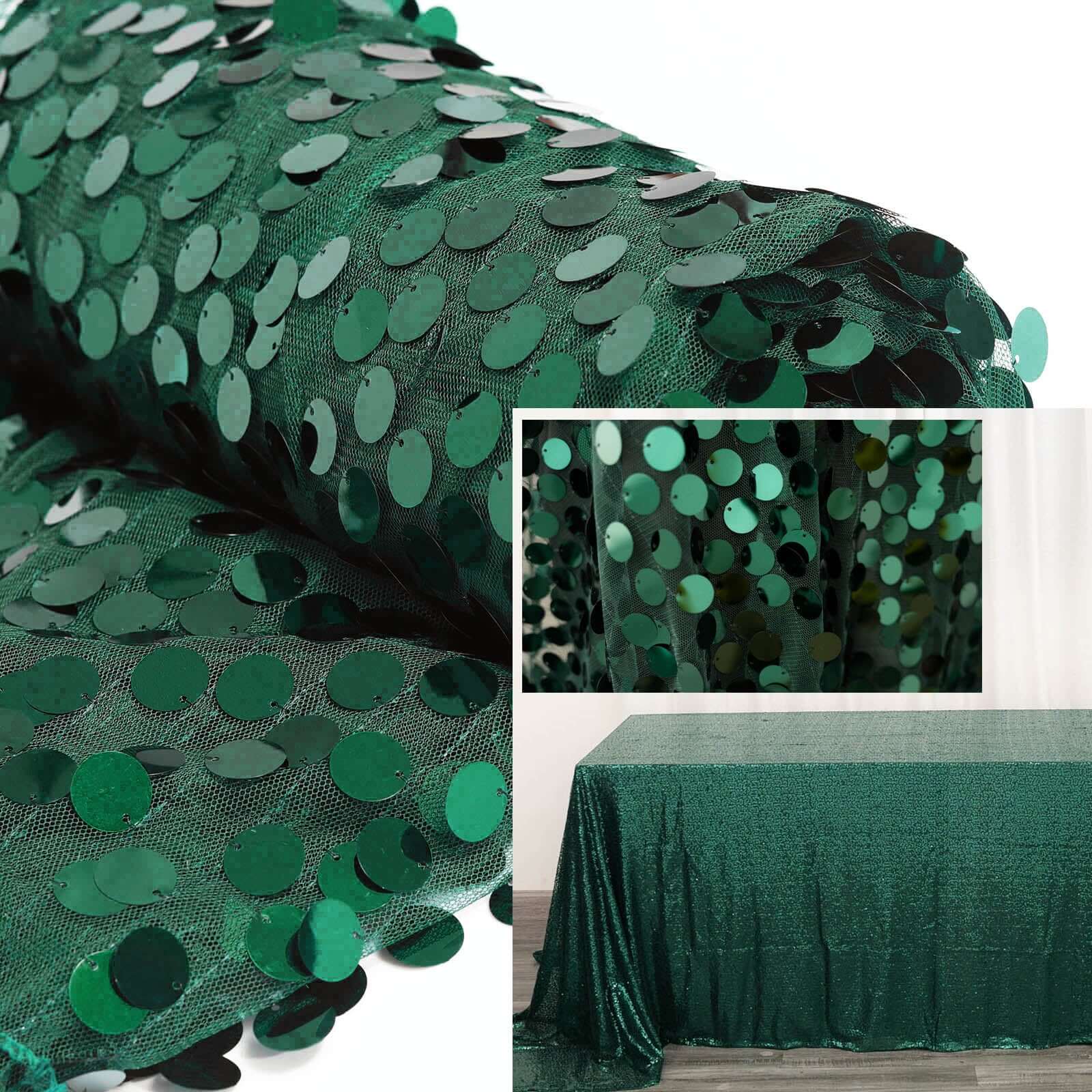 Hunter Emerald Green 54x4 Yards Sequin Mesh Fabric Roll - Ideal for DIY