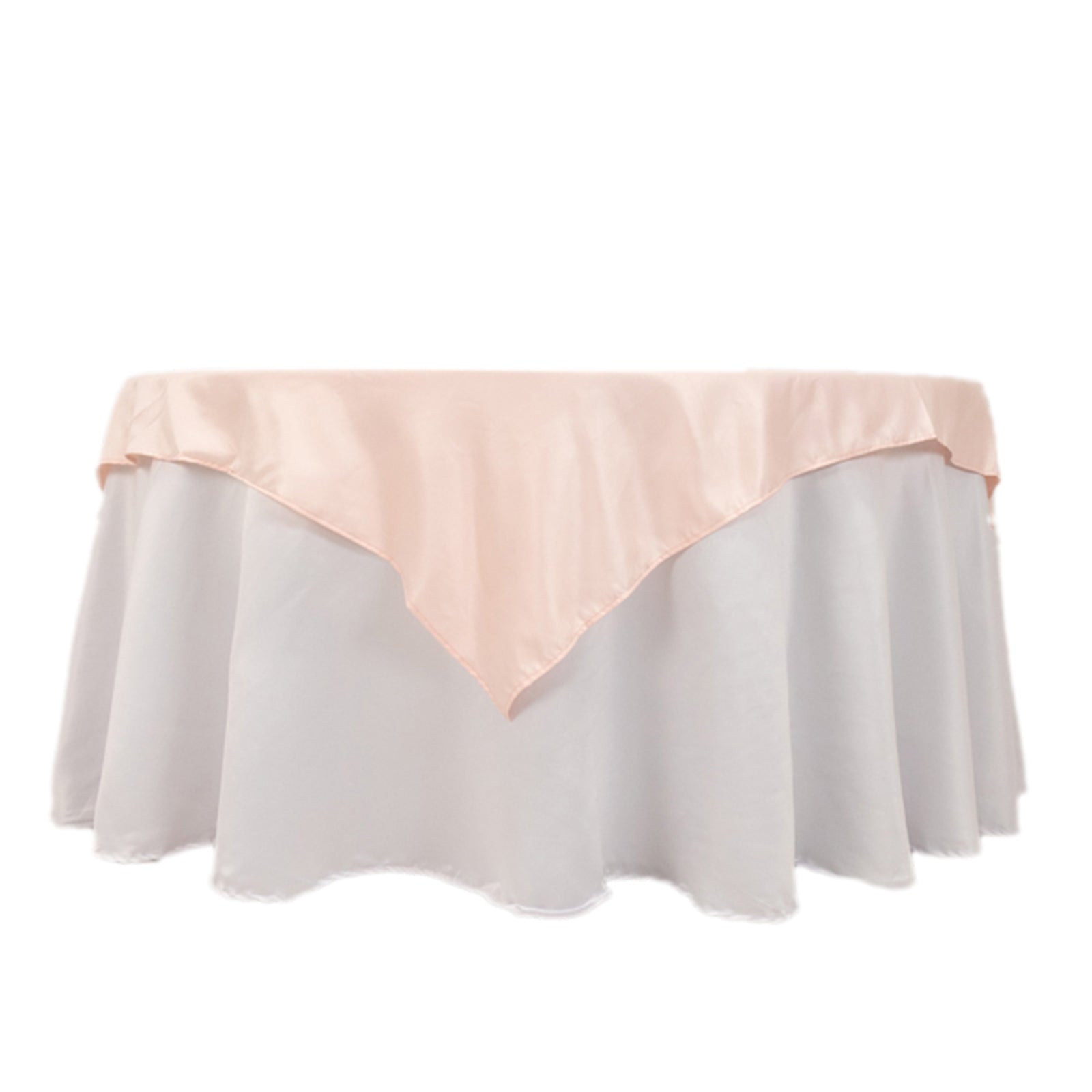 Blush Lamour Satin 54x54 Square Table Overlay - Durable & Silk - like Table Cover, Ideal for Events