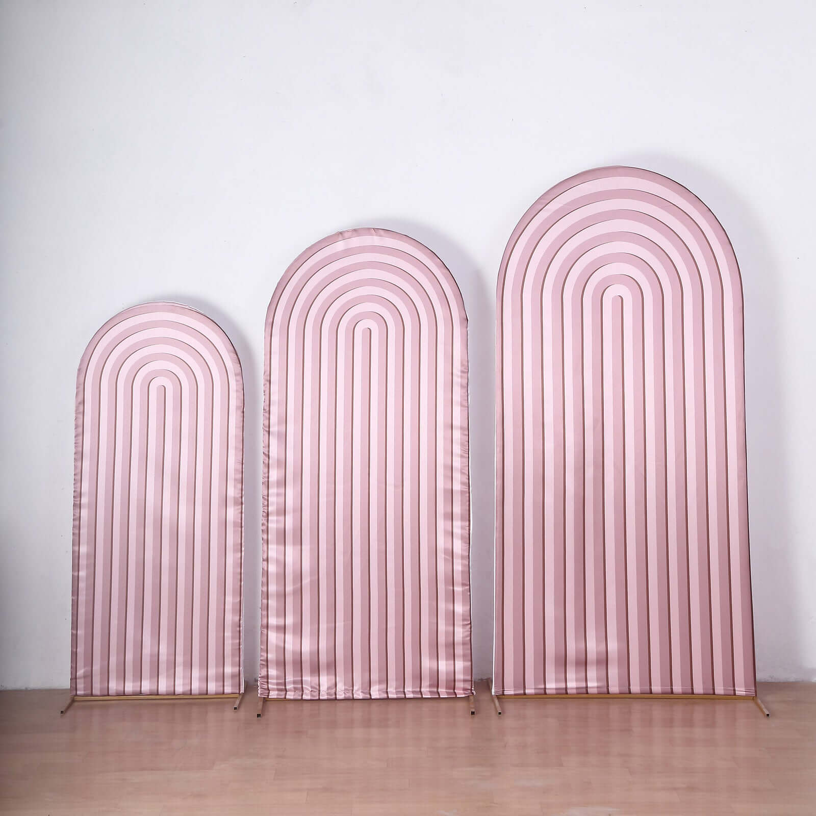 Hot! Set of 3 Dusty Rose Ripple Satin Wedding Arch Covers - 5ft, 6ft, 7ft