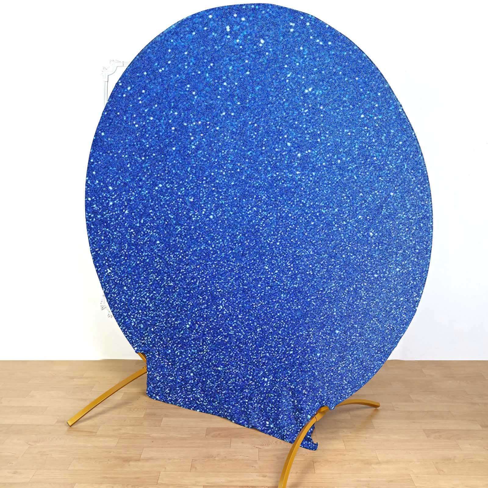 7.5ft Royal Blue Metallic Shimmer Tinsel Spandex Double-Sided Wedding Arch Cover - Ideal Photo Backdrop