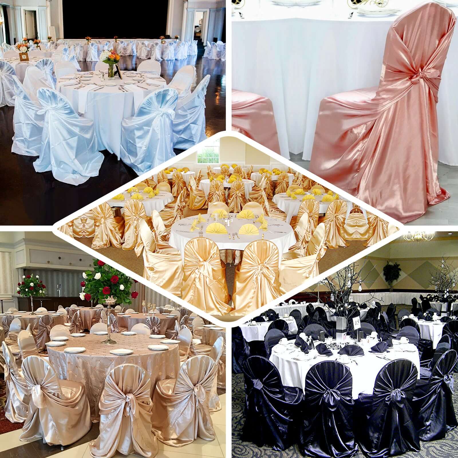 Red Satin Self-Tie Chair Cover - Universal Fit for Various Chairs, Durable and Stylish