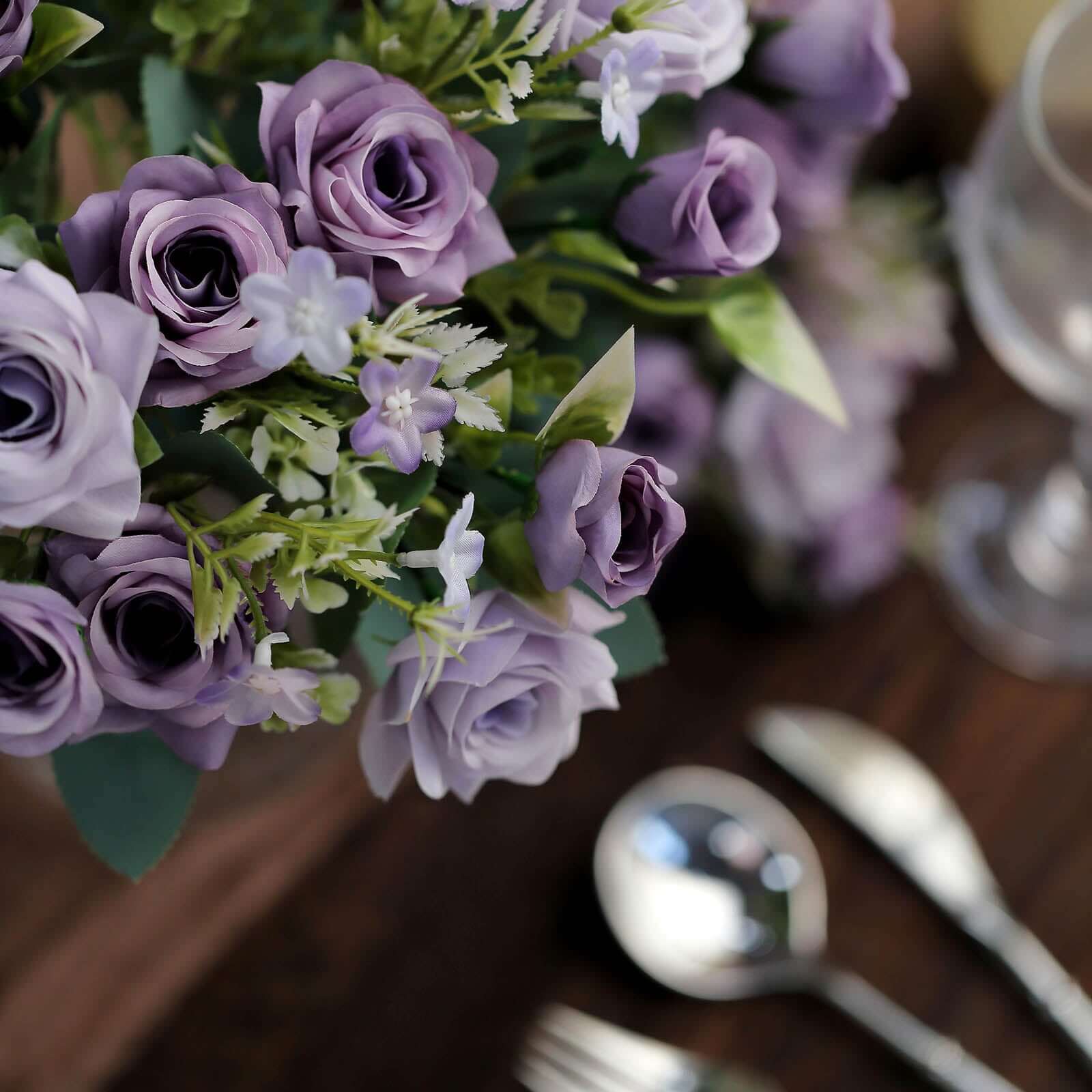 12' Lavender Lilac Artificial Silk Rose Flower Bouquet - Real Touch, Ideal for Decor & Gifts