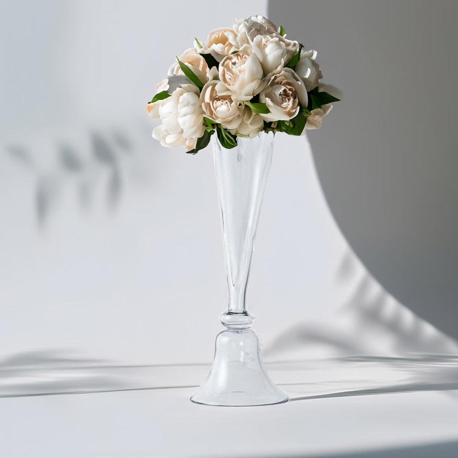 Amazing Set of 2 Clear Glass Trumpet Reversible Vases - 28