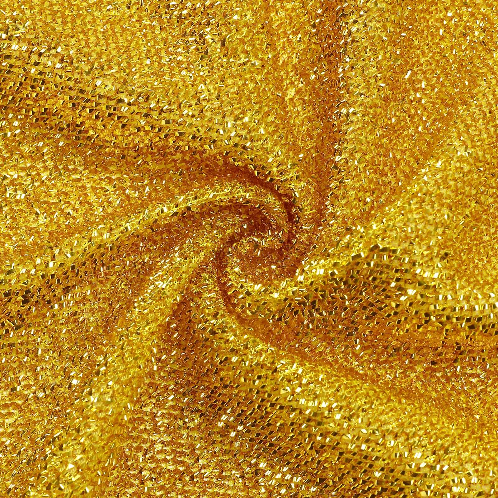 7ft x 8ft Double-Sided Gold Metallic Shimmer Tinsel Spandex Hexagon Wedding Arbor Backdrop