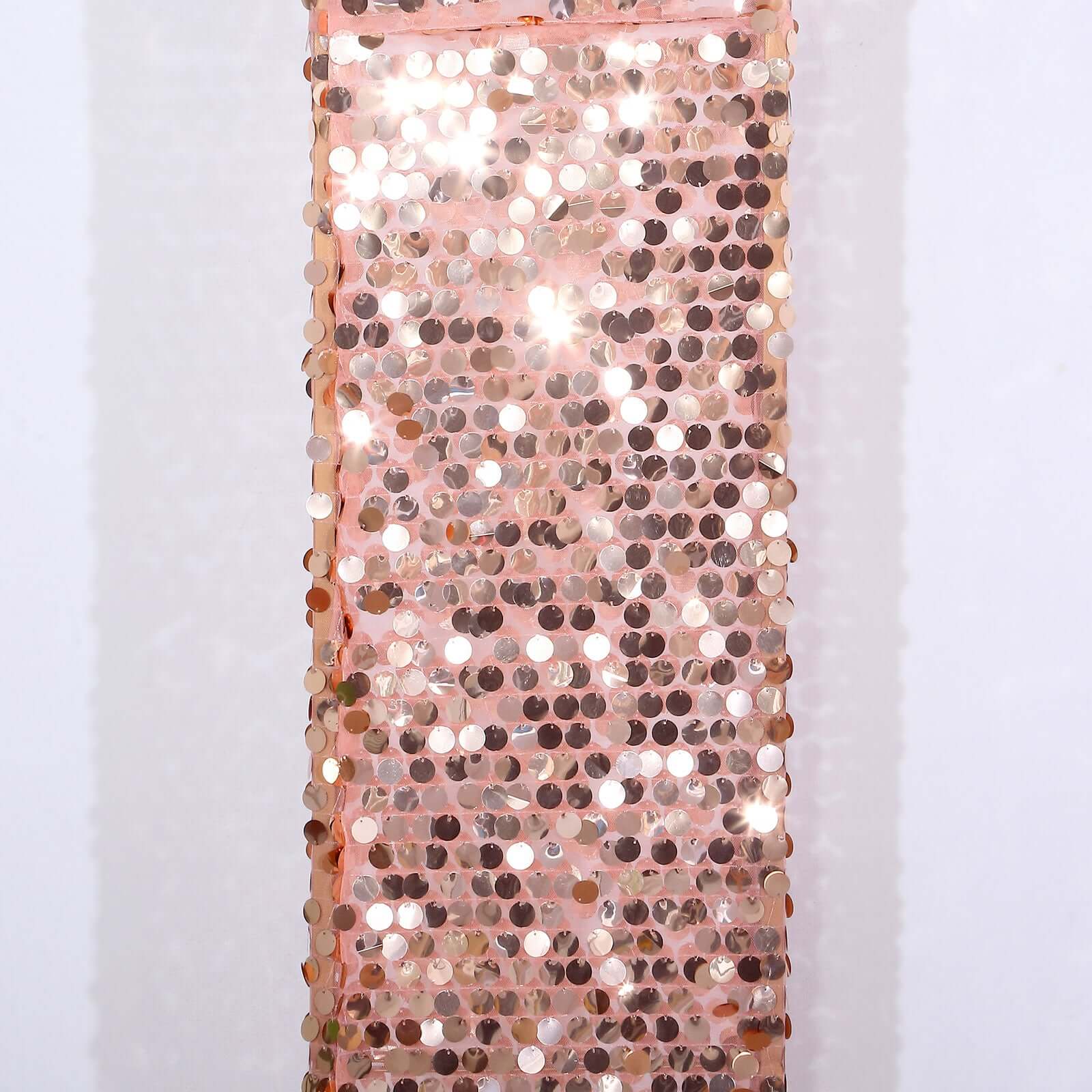 8ft Rose Gold U-Shaped Double Sided Payette Sequin Wedding Arch Slipcover