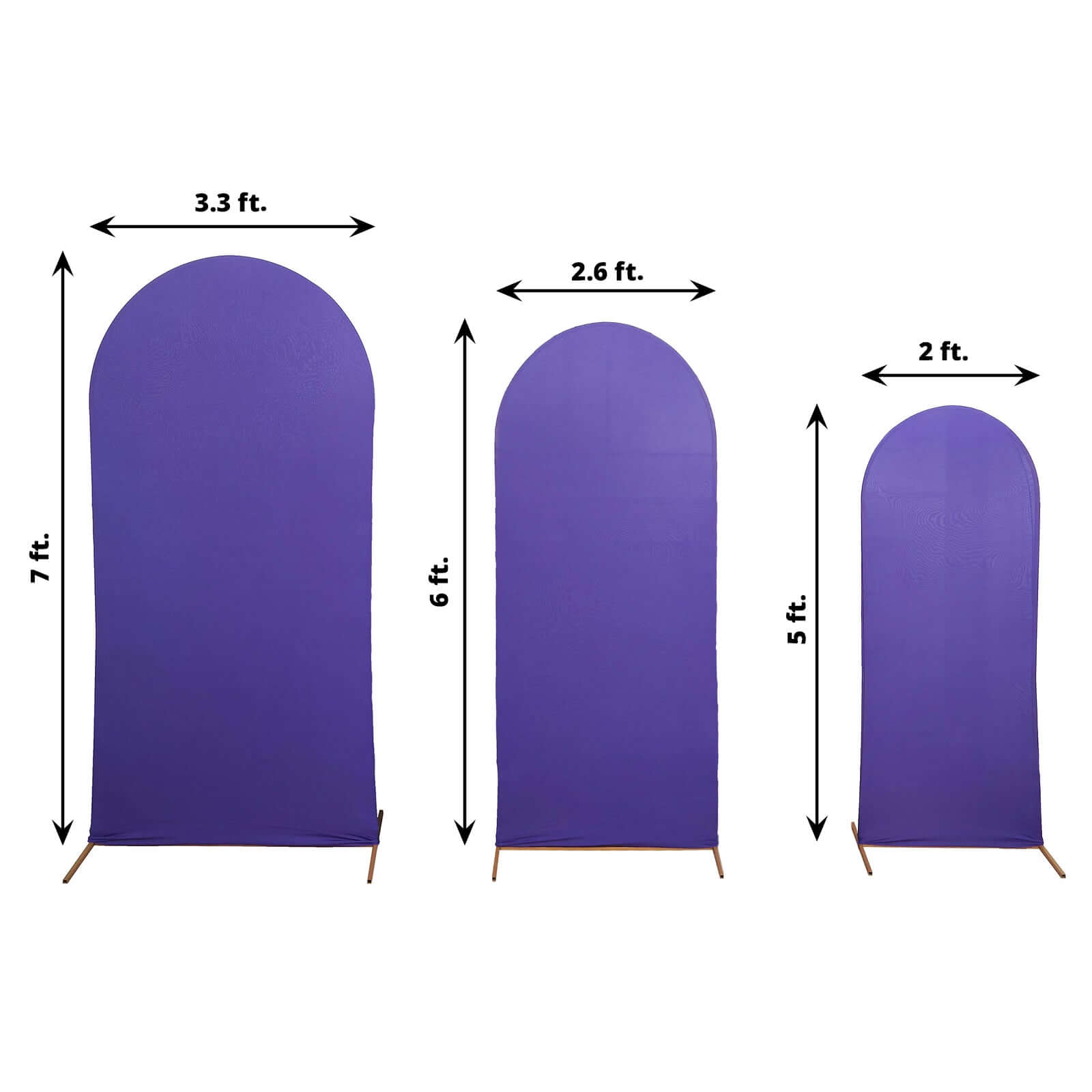 3-Piece Matte Purple Spandex Fitted Covers for 5ft, 6ft, 7ft Round Top Chiara Wedding Arch Stands