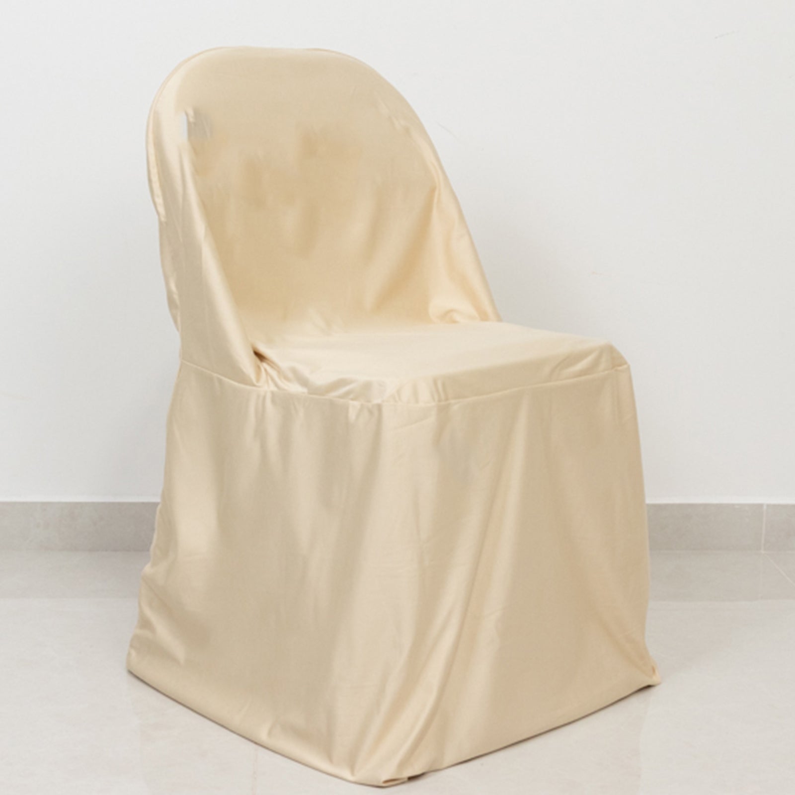 Hot Sale! Beige Premium Scuba Polyester Stretch Folding Chair Slipcover - Wrinkle & Stain Free