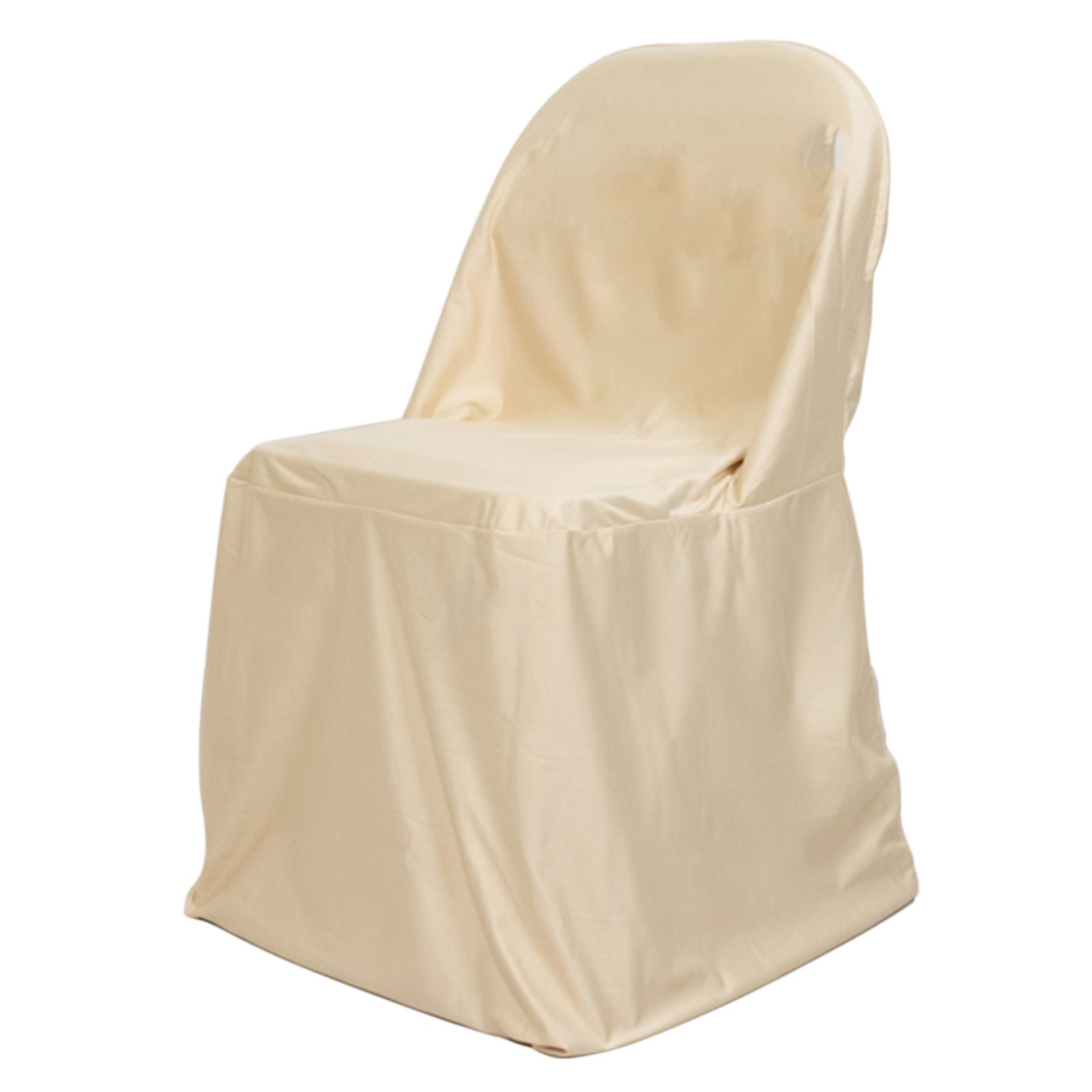 Hot Sale! Beige Premium Scuba Polyester Stretch Folding Chair Slipcover - Wrinkle & Stain Free