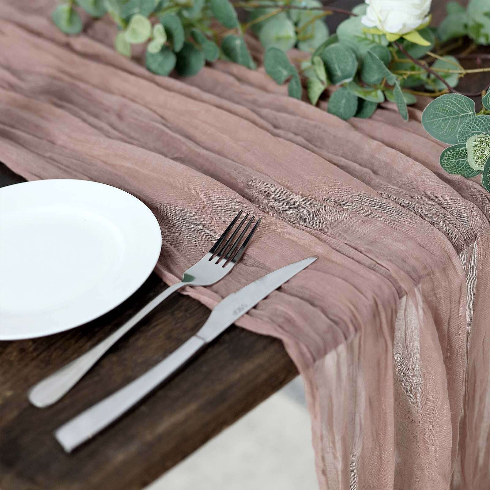 Get This Rustic Boho Style 10ft Dusty Rose Gauze Cheesecloth Table Runner