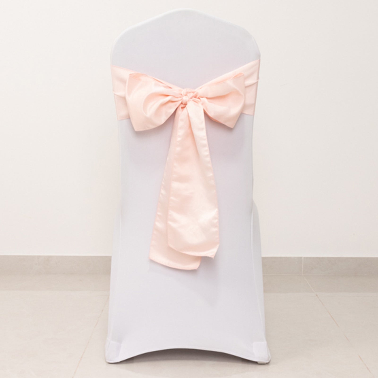 5-Piece Set of Blush Lamour Satin 6x106 Chair Sashes - Reusable Decorative Bows