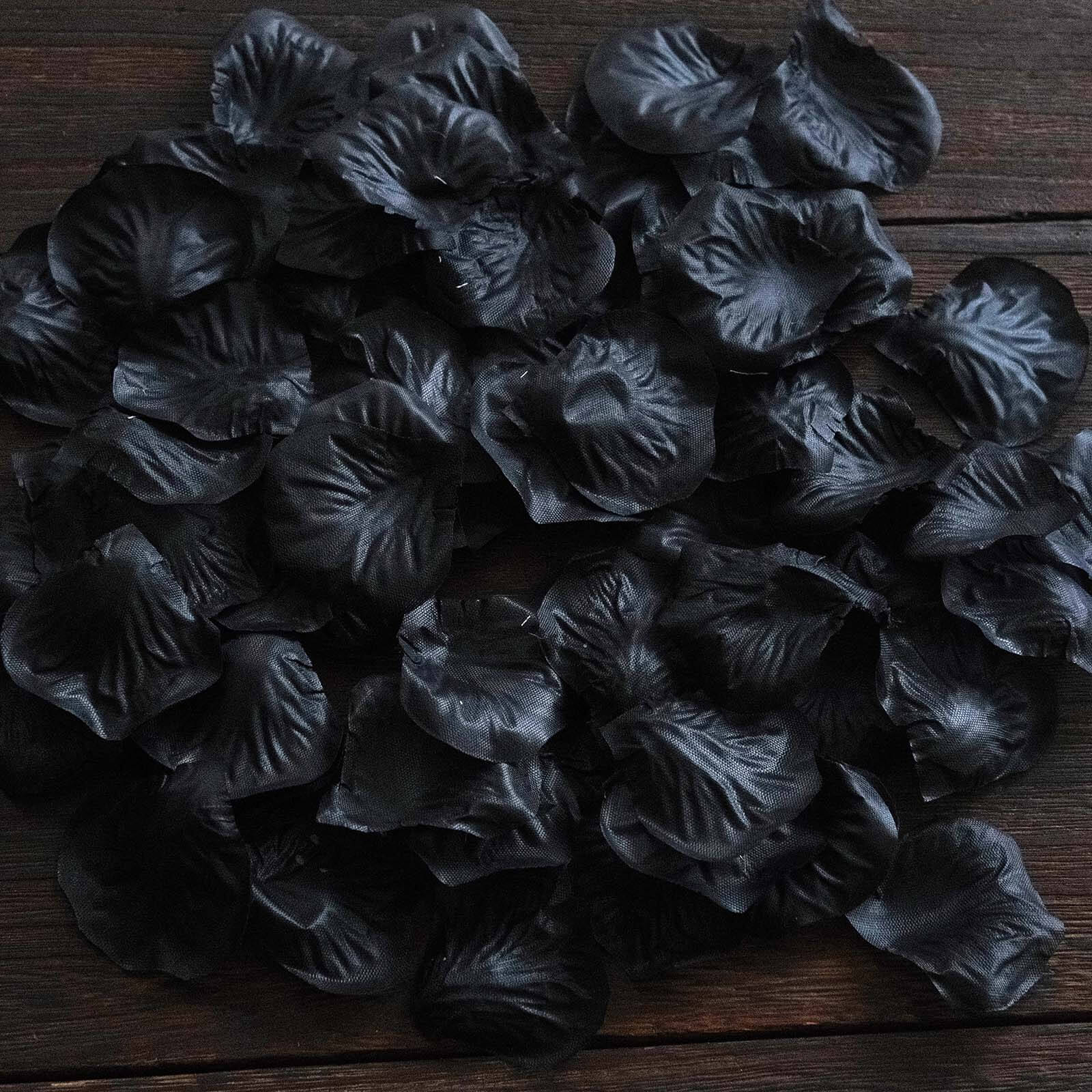 500-Pack Black Silk Rose Petal Confetti - Ideal for Table and Floor Decor