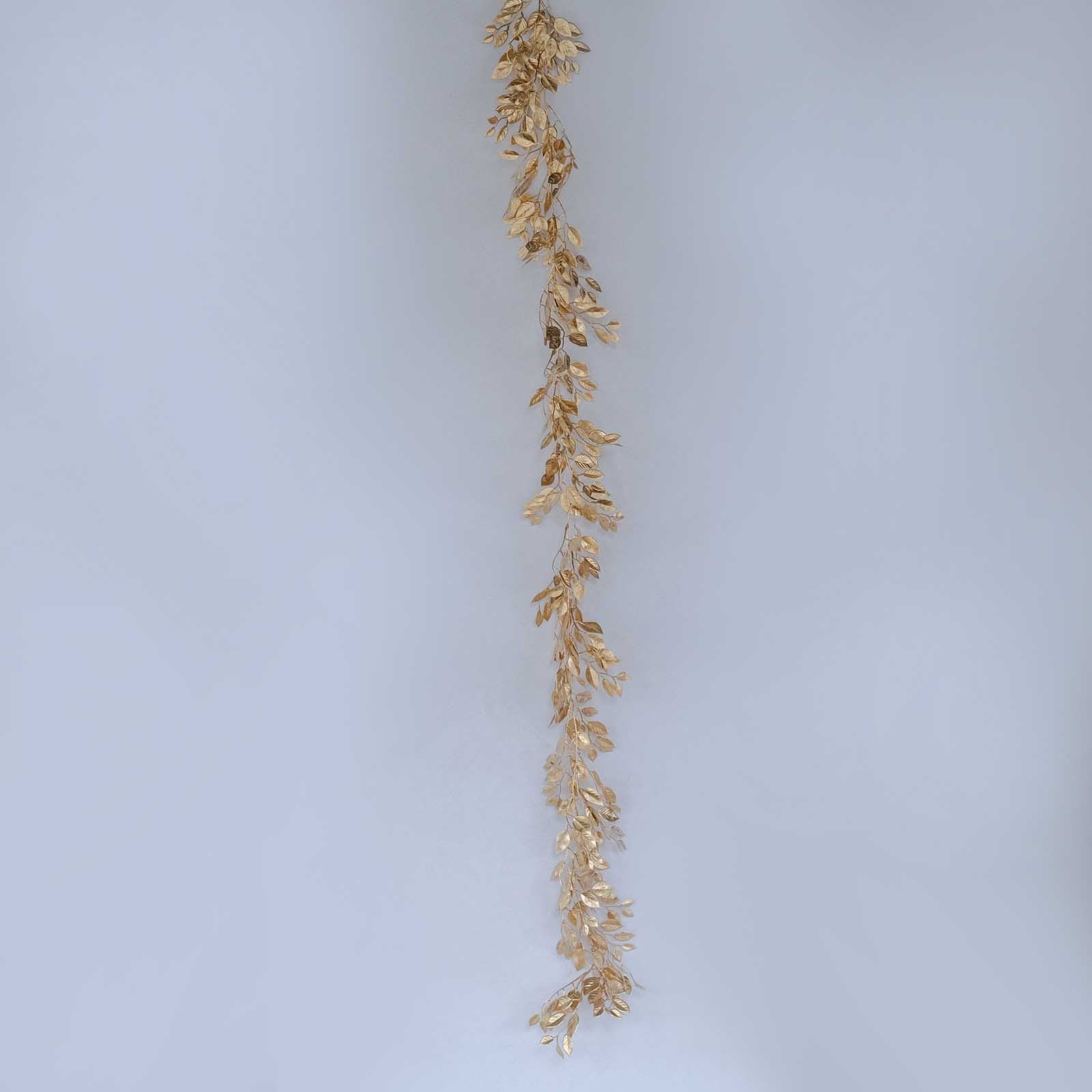 6ft Metallic Gold Artificial Magnolia Leaf Table Garland - Ideal for DIY Crafts & Decor