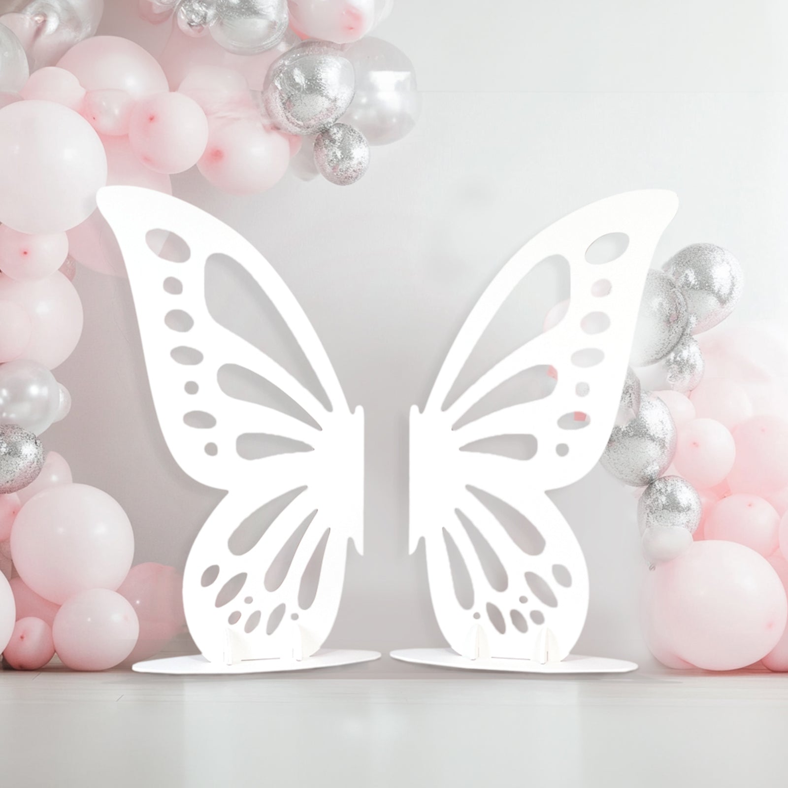4.5ftx3.5ft White Freestanding Large Wooden Butterfly Wings Backdrop Photo Prop
