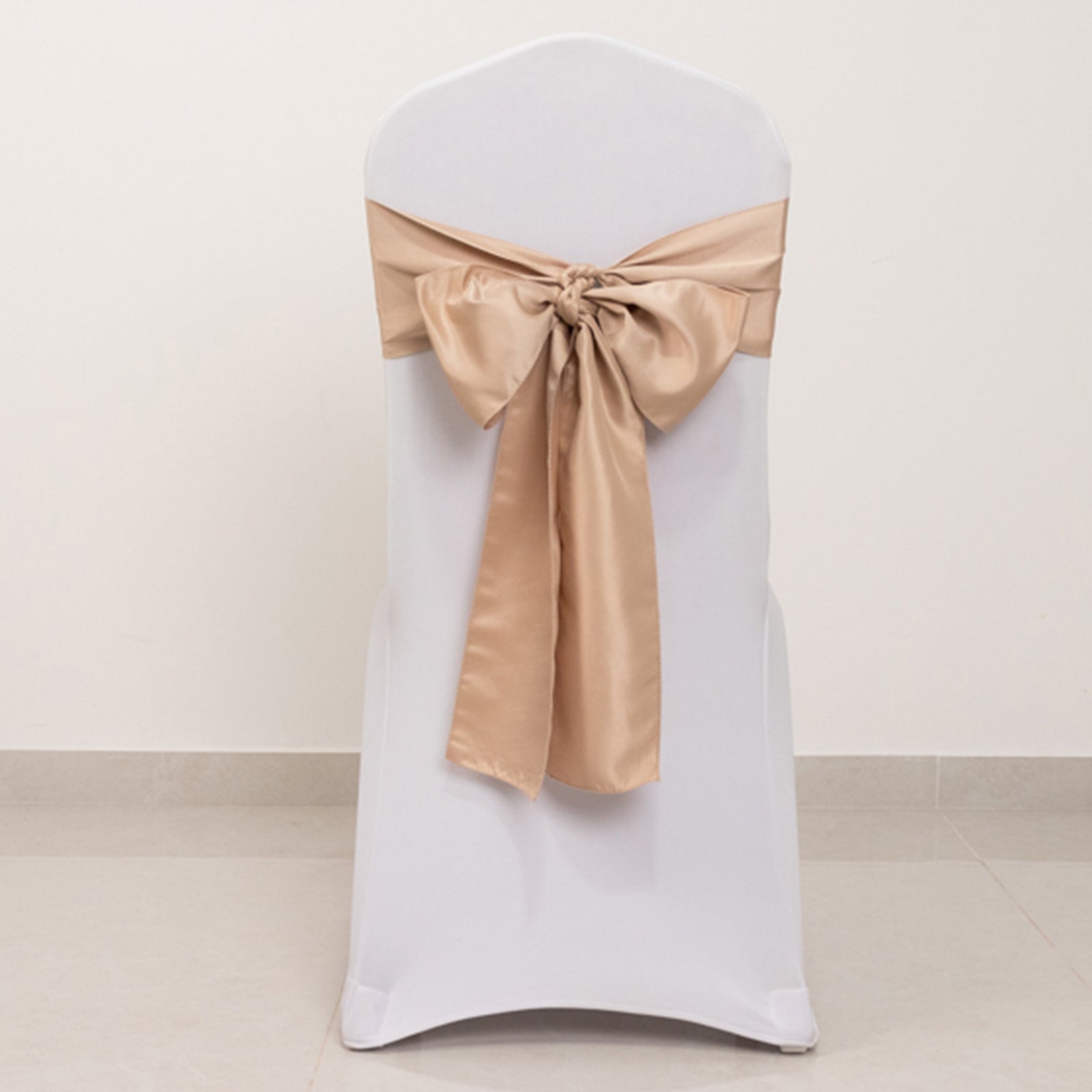 5-Pack Nude Lamour Satin 6x106 Chair Sashes - Stylish & Reusable Decor
