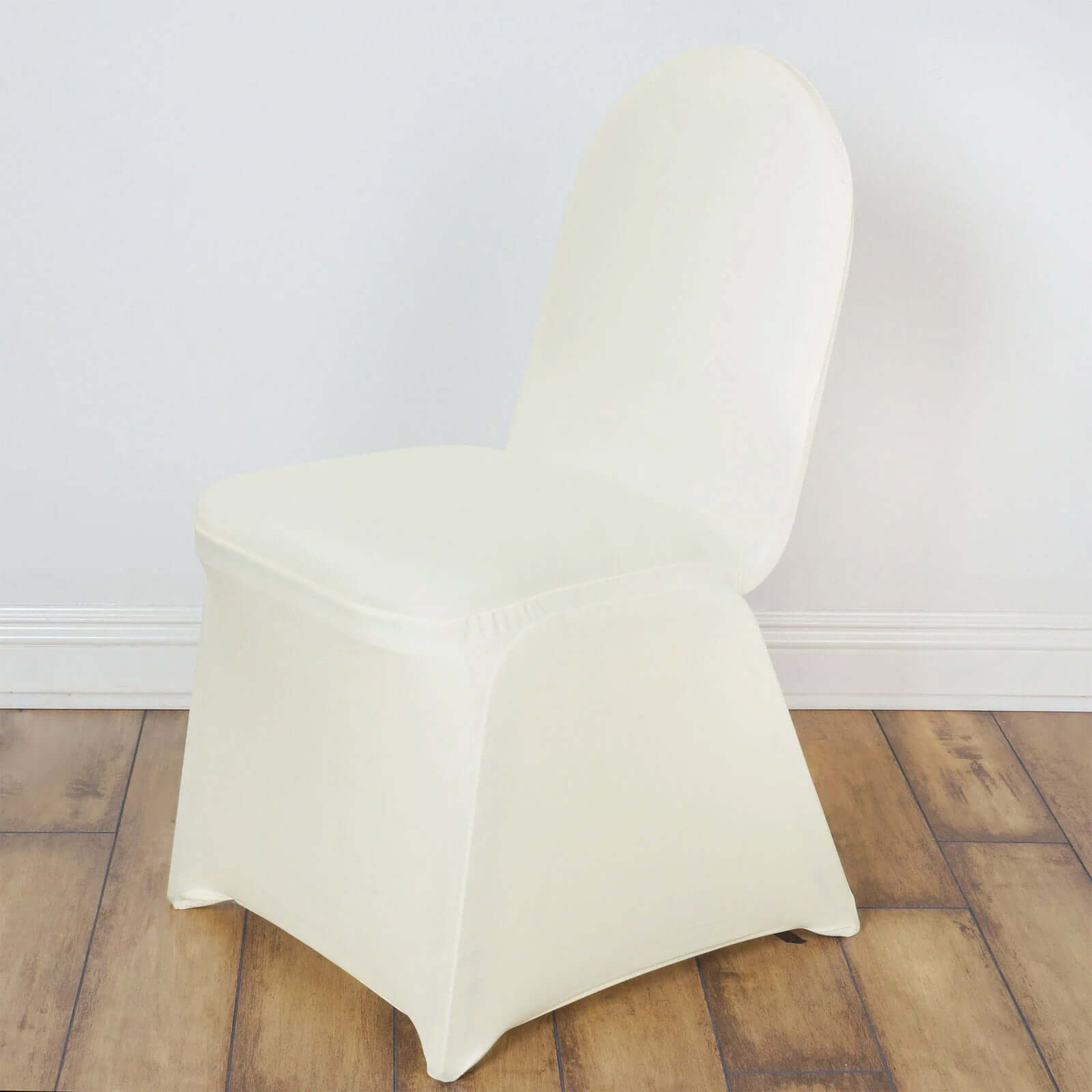 10-Pack Ivory Spandex Stretch Slip-On Chair Covers for Banquet Chairs - Durable & Reusable