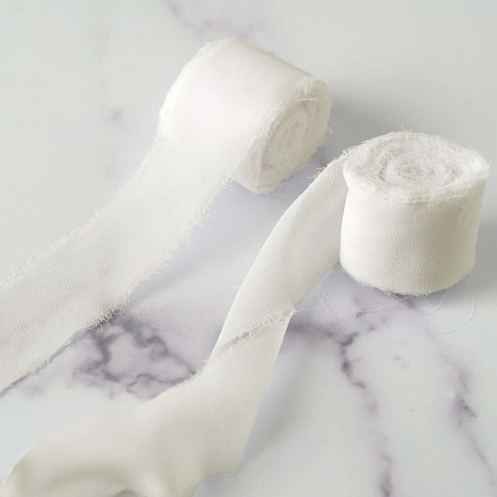 2-Pack Special Offer! 6-Yard Ivory Silk-Like Chiffon Linen Ribbon Rolls for Bouquets, Gifts, and Weddings