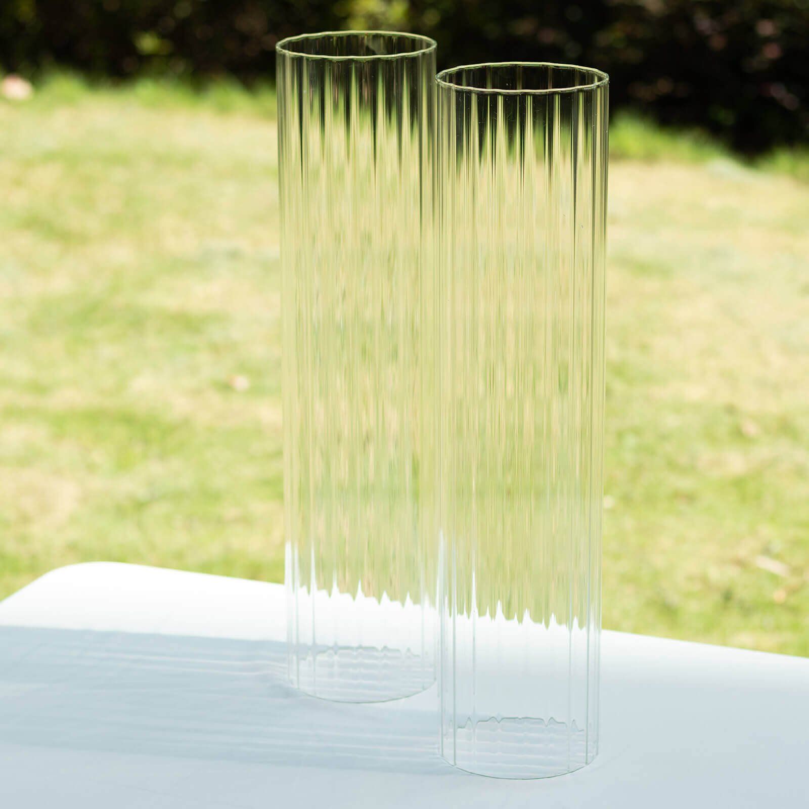 Hot Deal! 2-Pack 20" Clear Ribbed Glass Hurricane Shades for Stylish Candle Holders