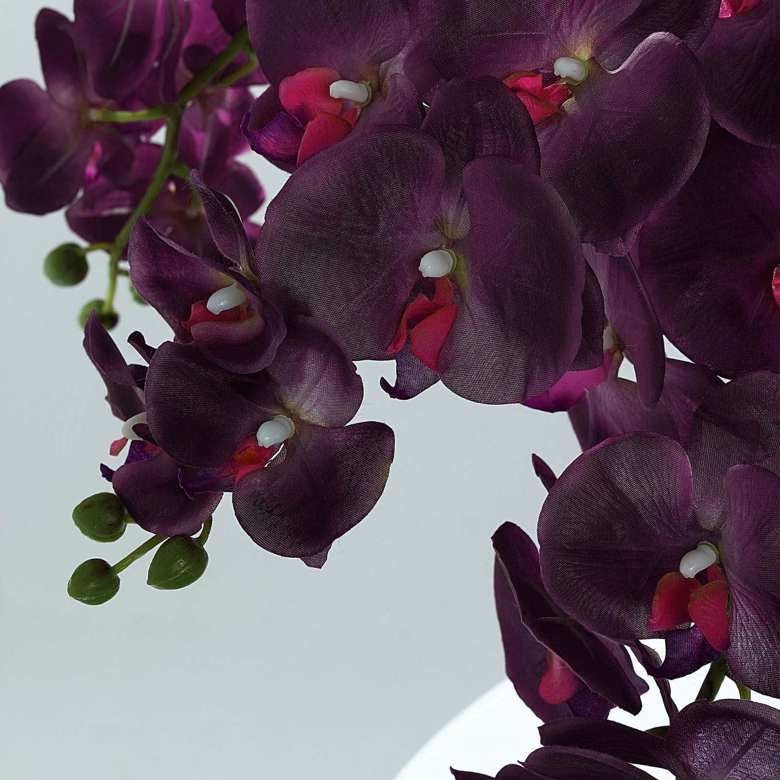 Hot Sale! 2 Stems 40-Inch Tall Eggplant-Colored Artificial Silk Orchid Flower Bouquets for Decor