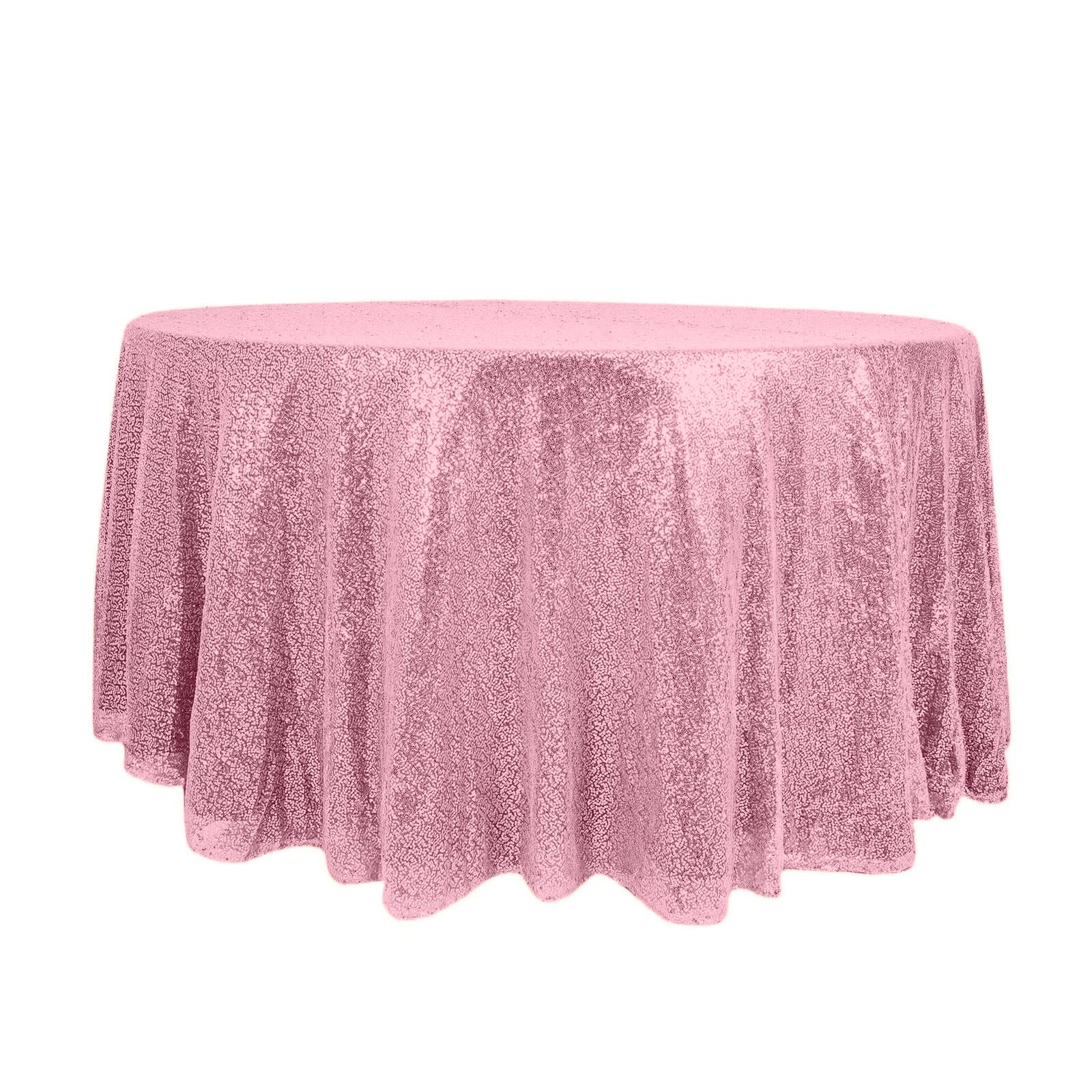 Hot Sale! Pink Seamless Glittering Round Tablecloth, 120-Inch for Themed Events