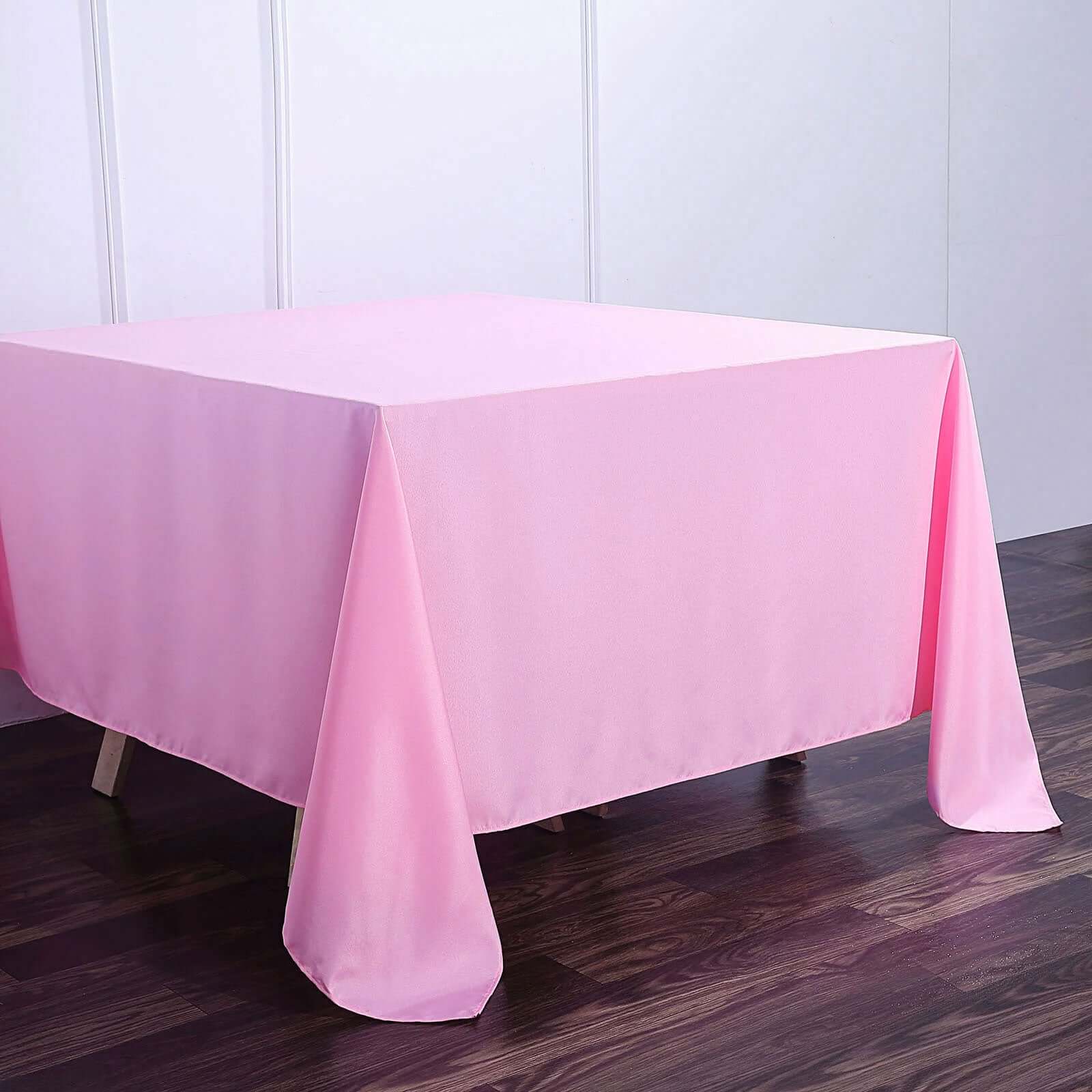 Pink 90x90 Polyester Square Tablecloth - Wrinkle-Free & Long-Lasting