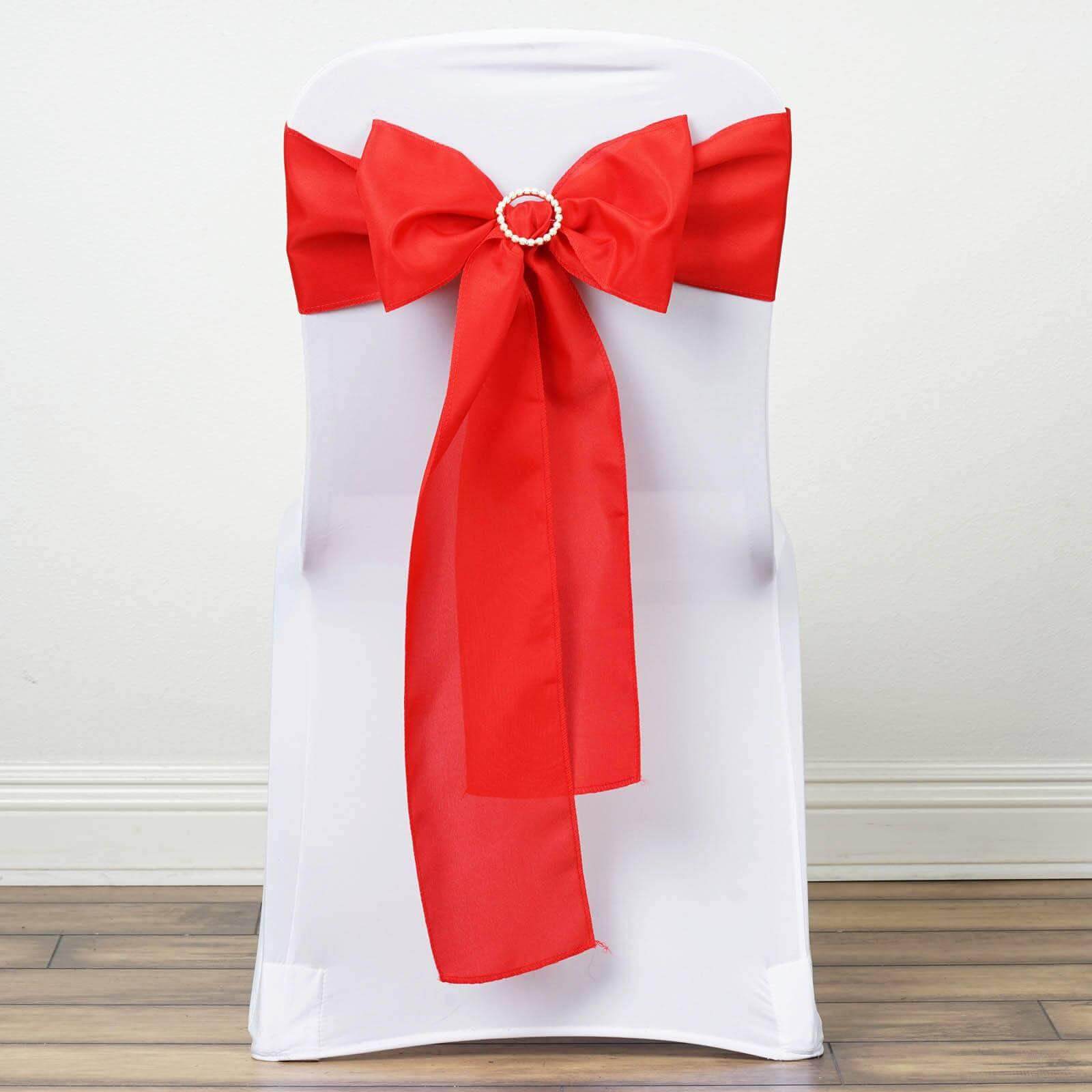 Hot Deal! 5-Piece Set of Red Polyester Chair Sashes, 6x108 Inches