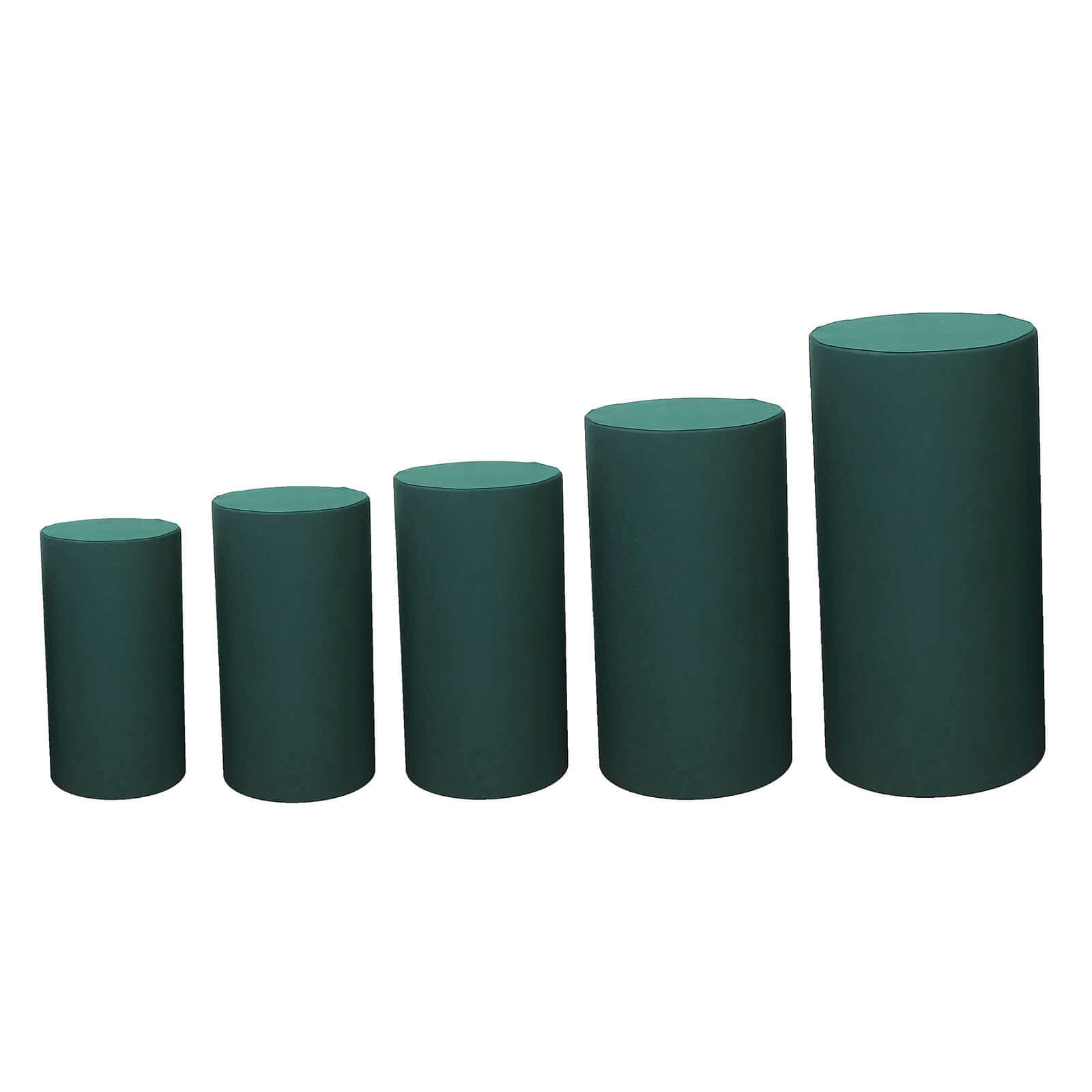 Hot Deal! Set of 5 Stretchable Hunter Emerald Green Spandex Cylinder Pedestal Stand Covers, 160 GSM