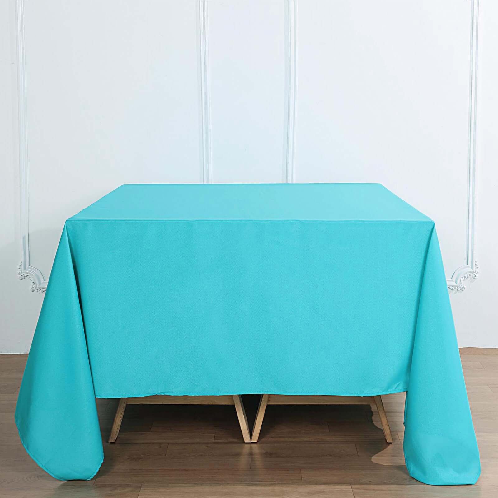 Premium Turquoise 90x90 Square Polyester Tablecloth - Wrinkle-Free & Durable for Multiple Occasions