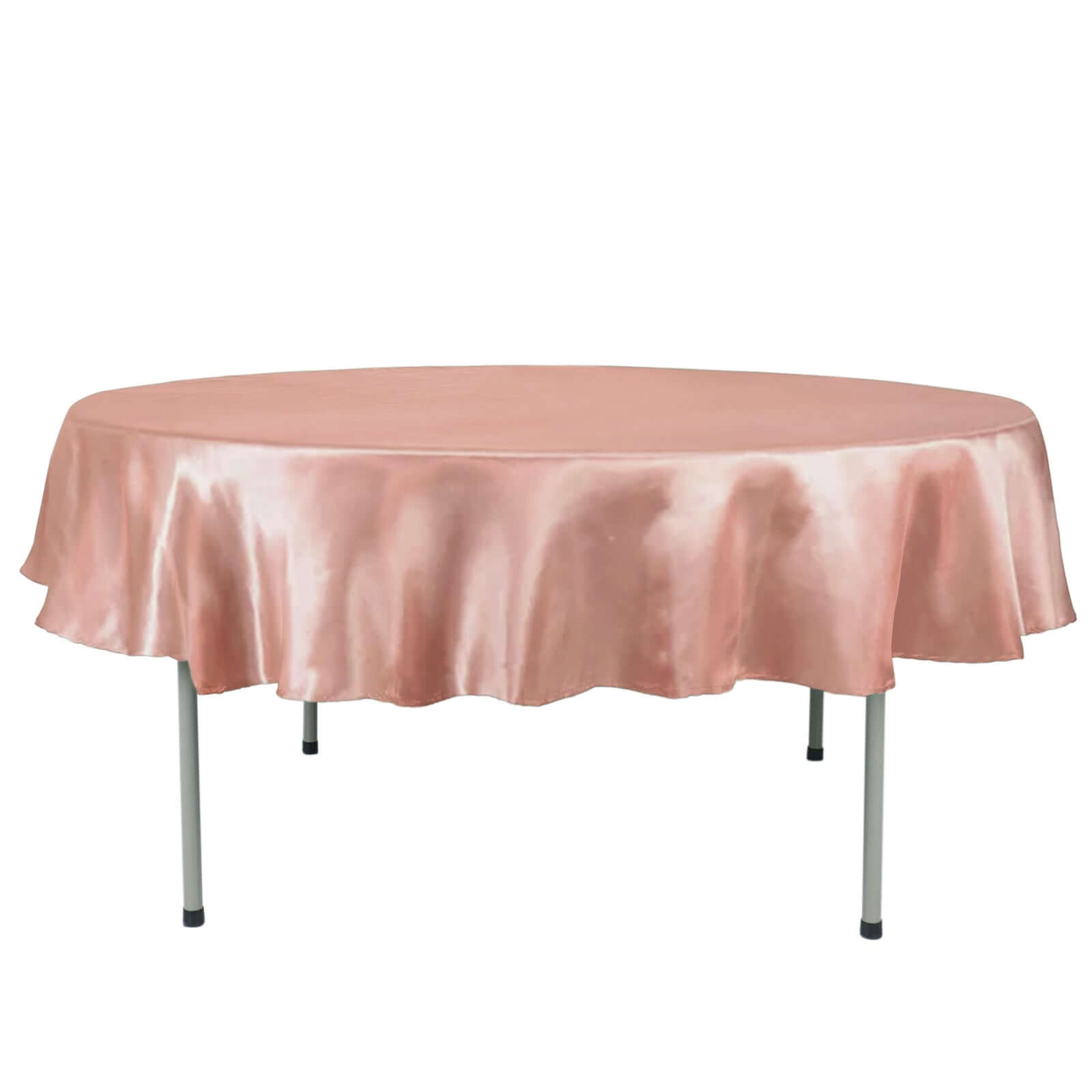 Exclusive Dusty Rose Satin Round Tablecloth - 90 Inches, Smooth & Lustrous