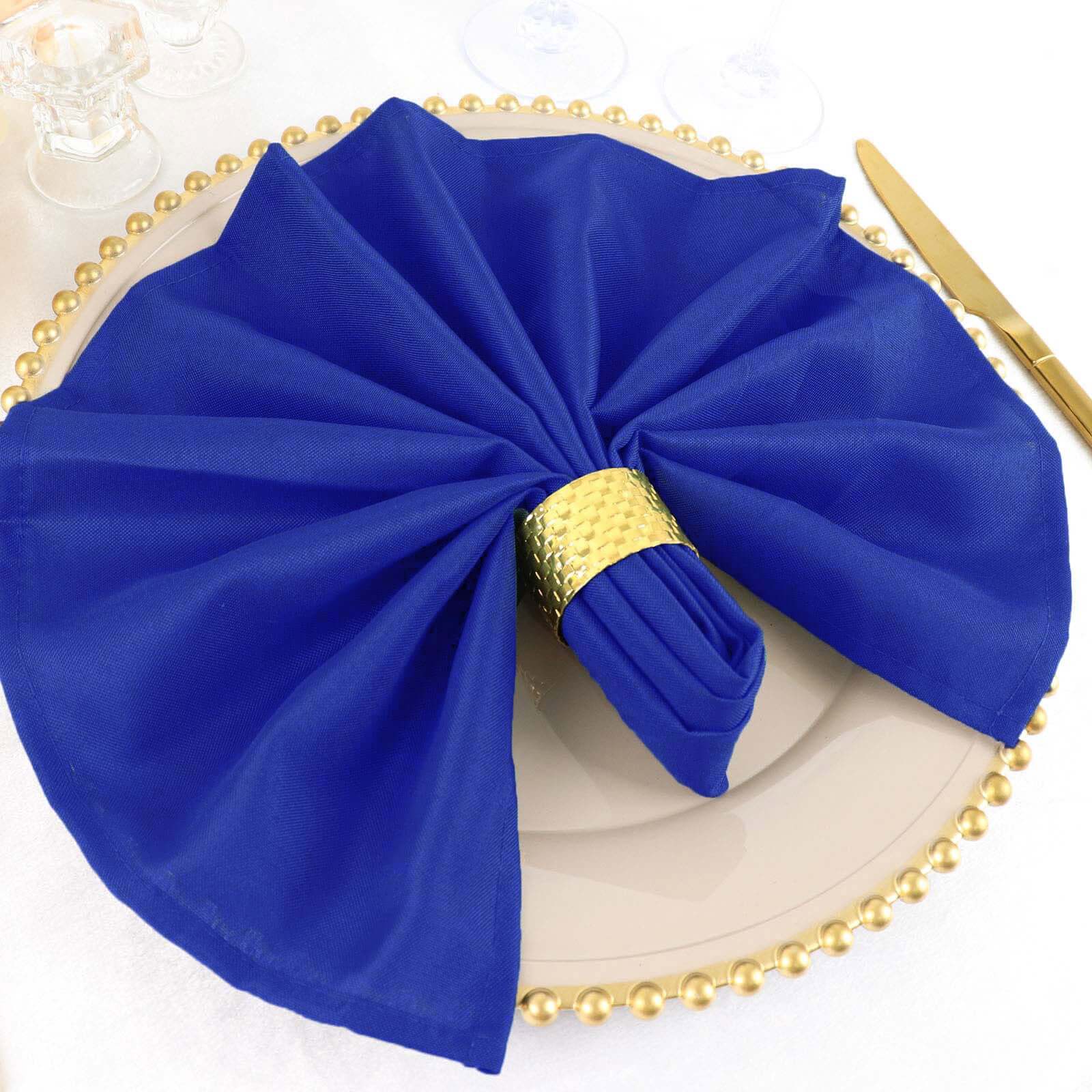 Great Deal! 5-Pack Royal Blue Polyester 20x20 Wrinkle-Resistant & Easy-Care Cloth Napkins