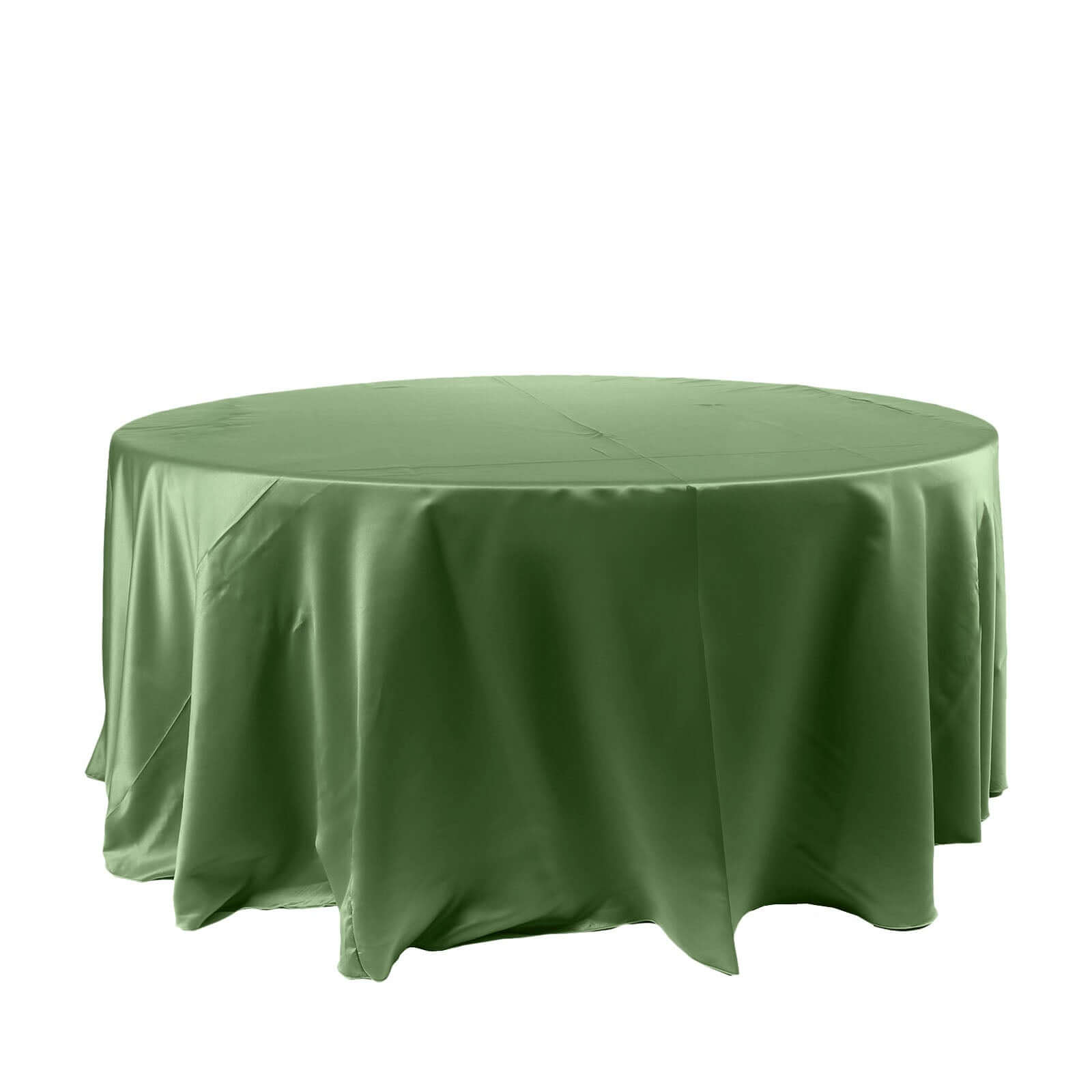 Stylish Seamless Olive Green Satin 120-Inch Round Tablecloth
