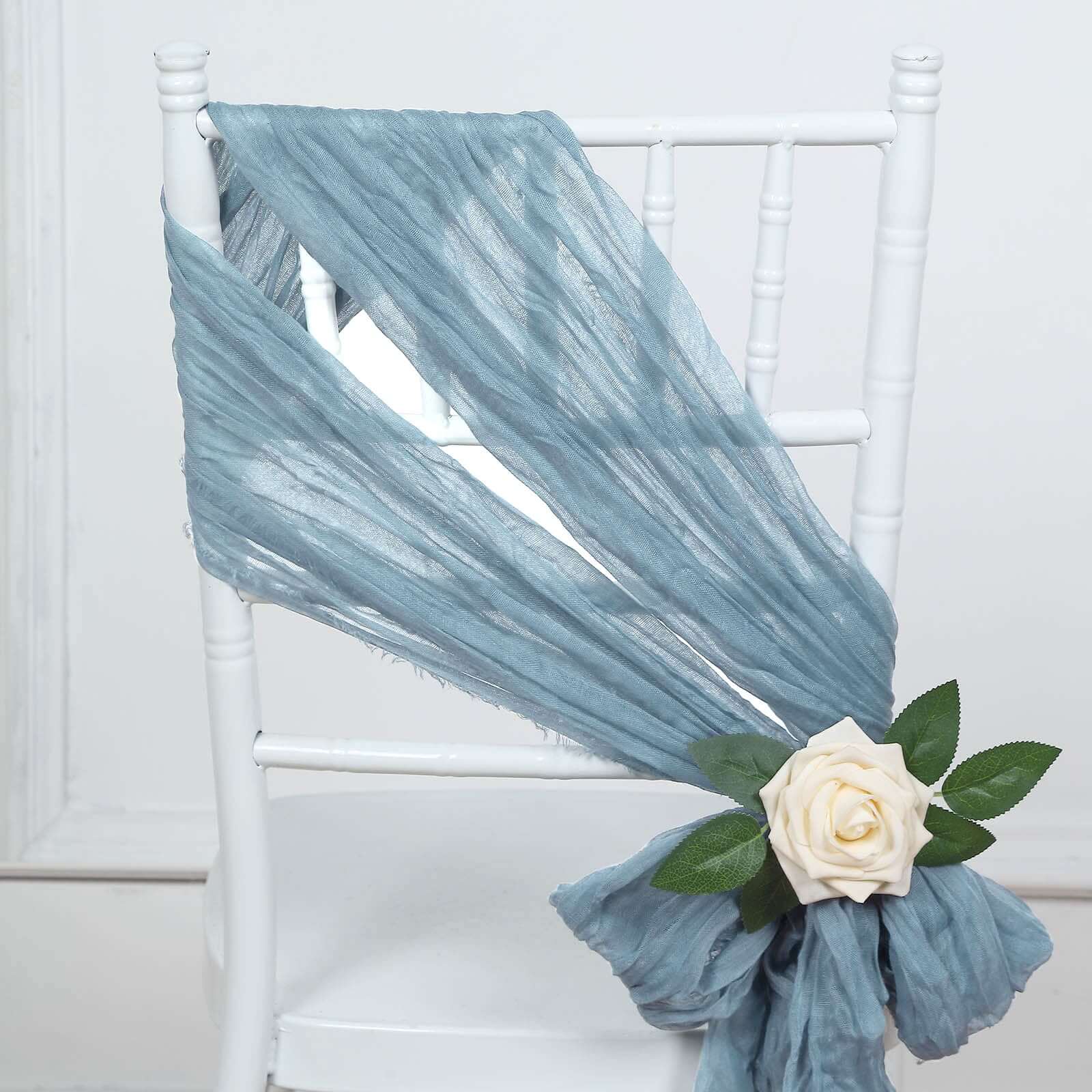 Hot Deal! 5-Piece Set of Dusty Blue Cheesecloth Chair Sashes for Boho Decor