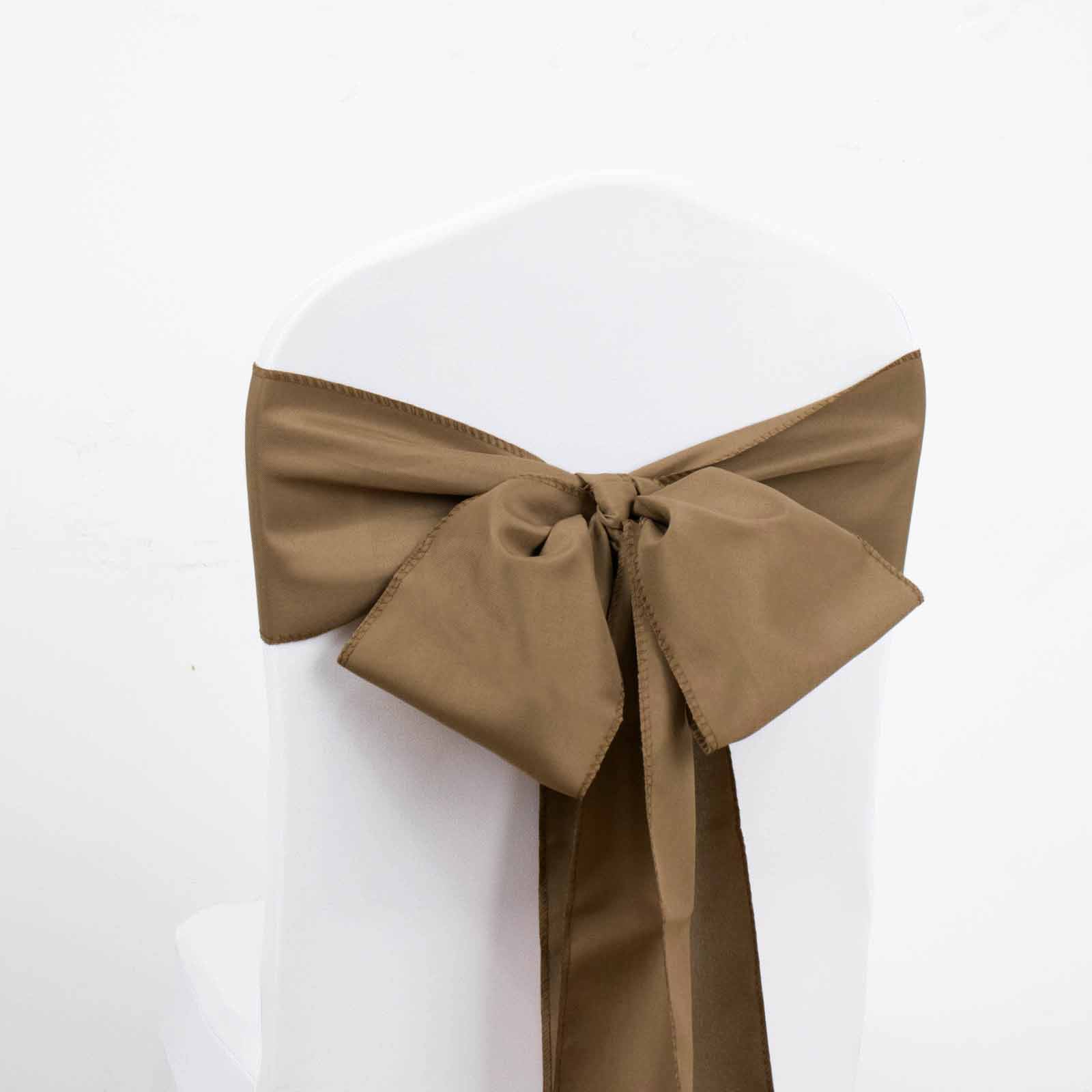 Hot Sale! 5-Piece Set of Taupe Polyester Chair Sashes, 6x108 Inches