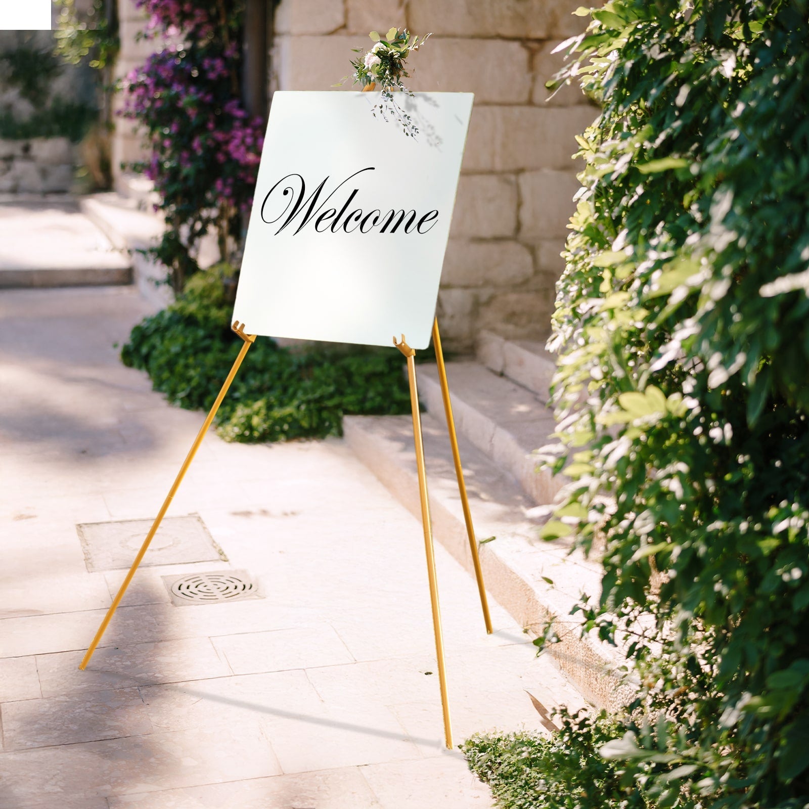 65" Heavy-Duty Gold Metal Easel Stand: Portable & Adjustable for Weddings, Posters & Art - Great Deal!