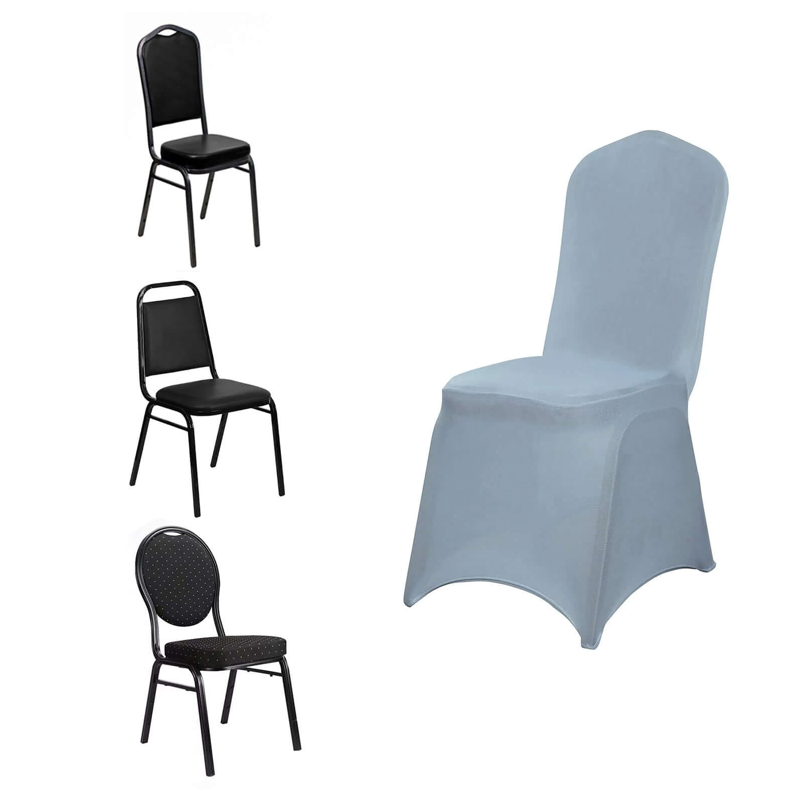 Dusty Blue Spandex Stretch Chair Cover for Banquets - 160GSM Premium Fabric